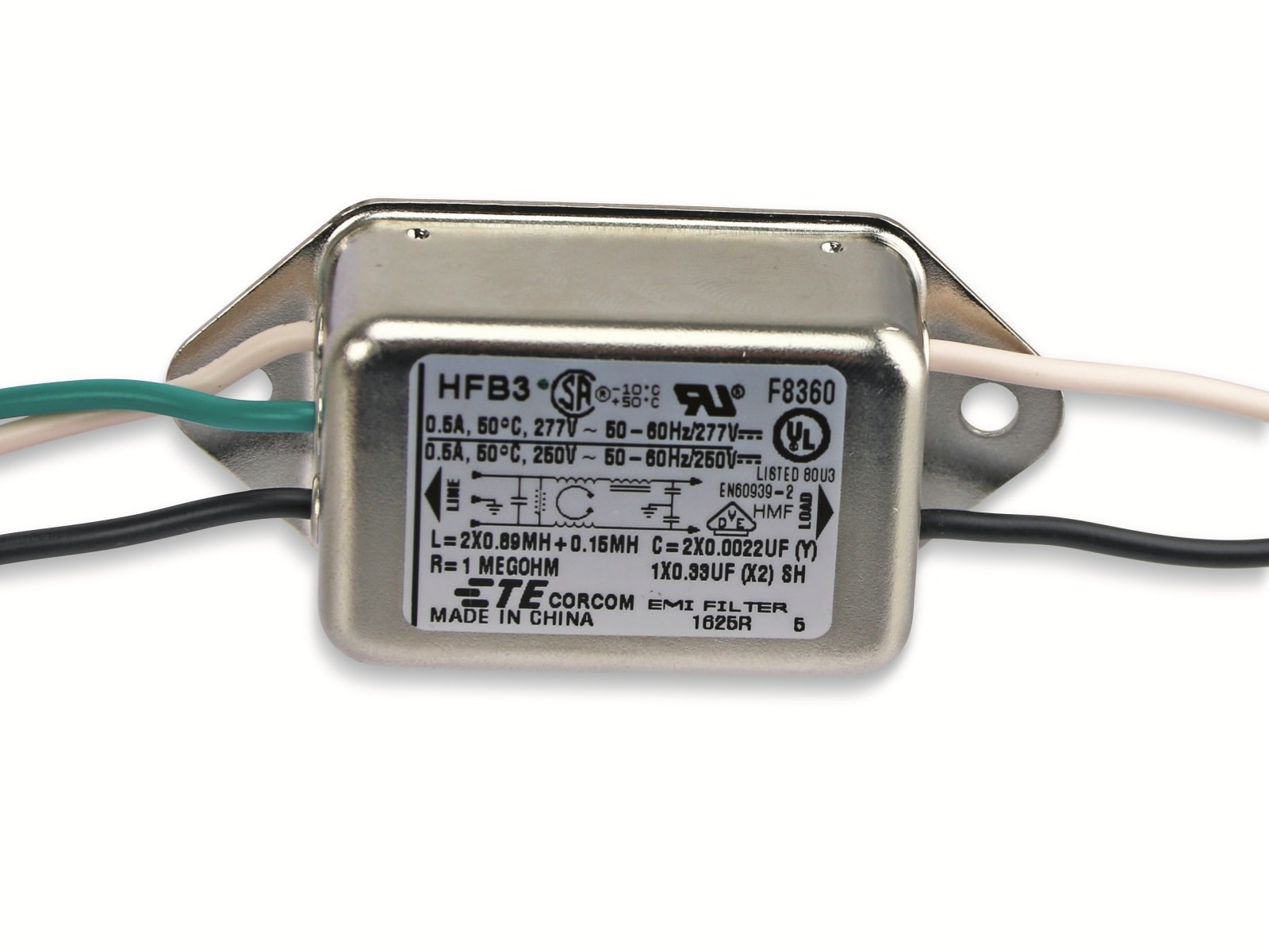 Einphasen-Netzfilter CORCOM HFB3, 0,5 A/250 V