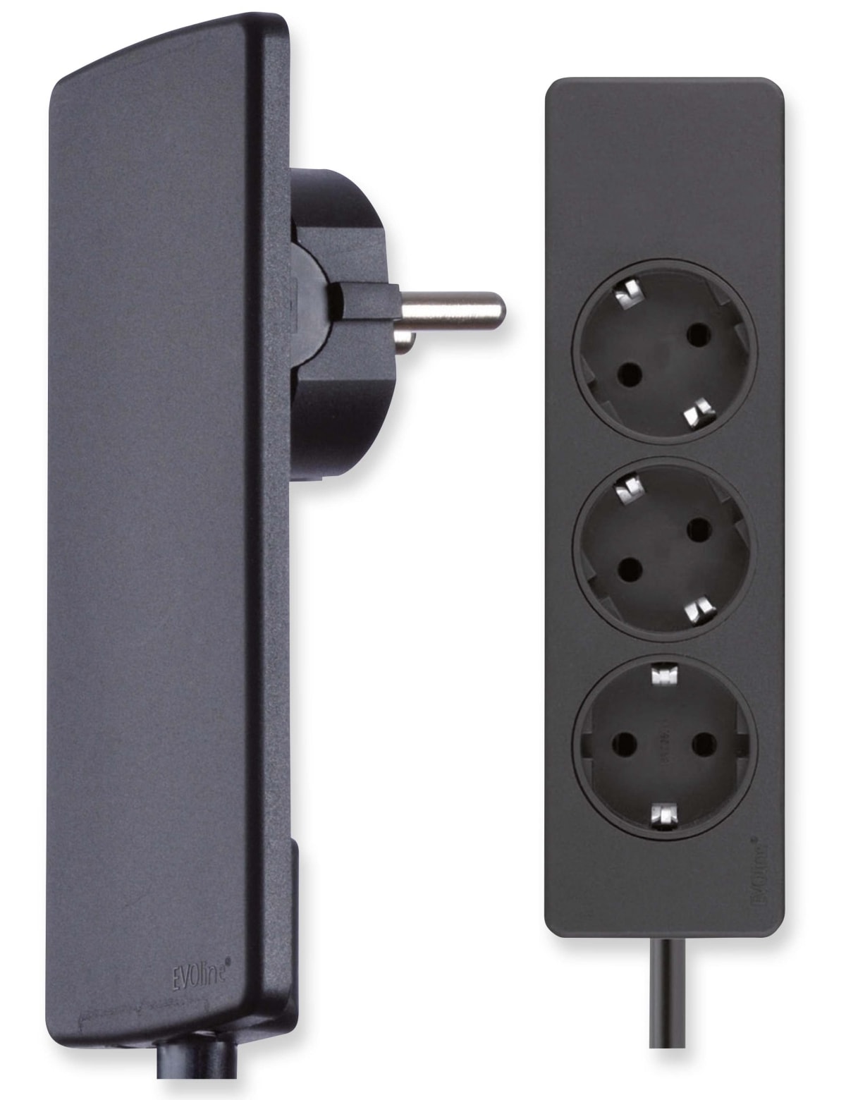 EVOLINE PLUG mit 3-fach Steckdosenleiste, schwarz