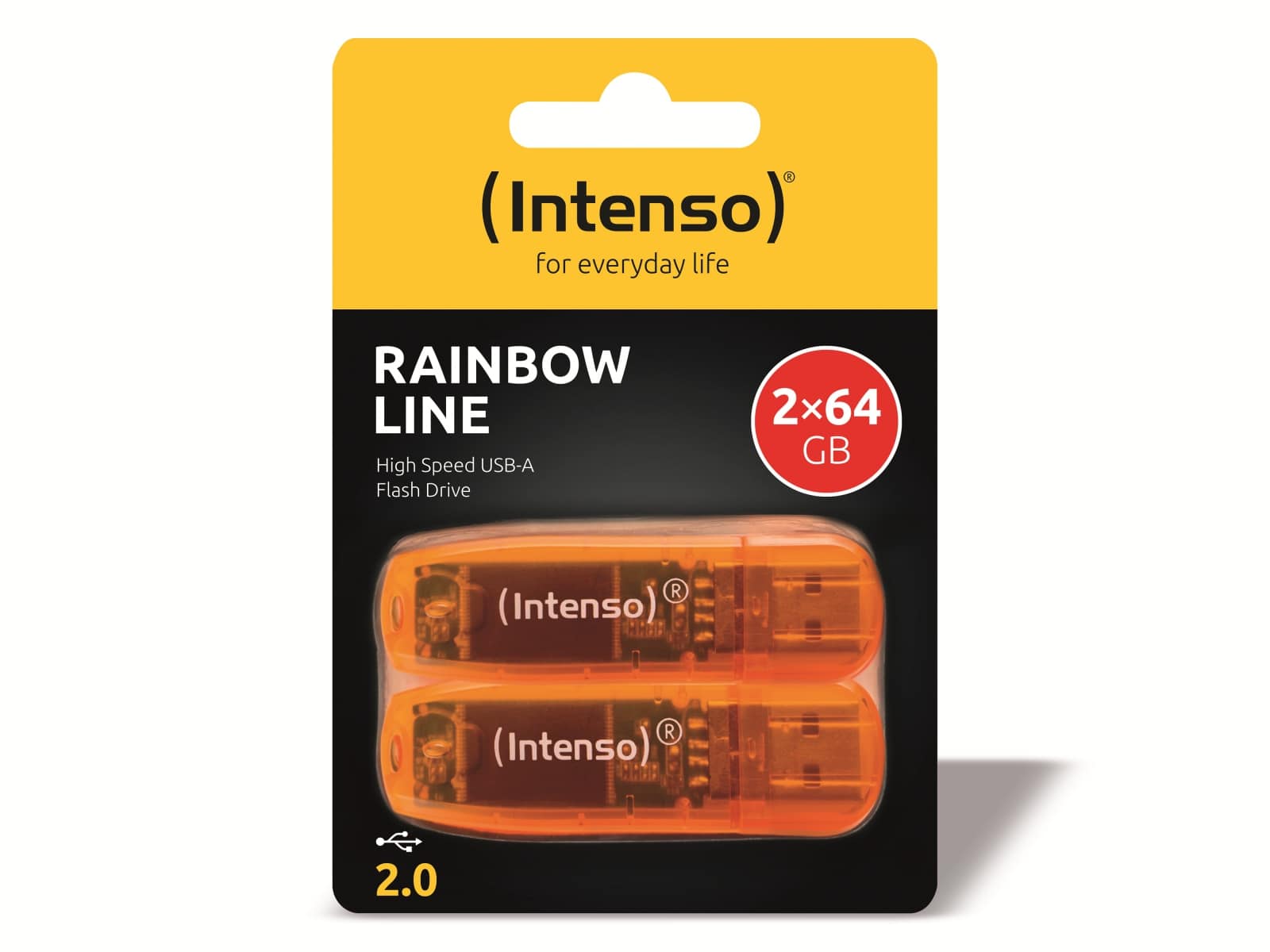 INTENSO USB-Stick Rainbow Line 3502492 USB 2.0 64GB orange/transparent 2er Pack INTENSO USB-Stick Rainbow Line, 64 GB, 2er Pack