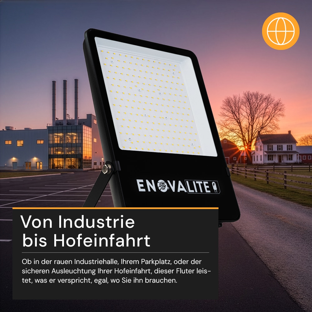 ENOVALITE LED-Fluter, EEK: E, 100W, 13000lm, 4000K, schwarz