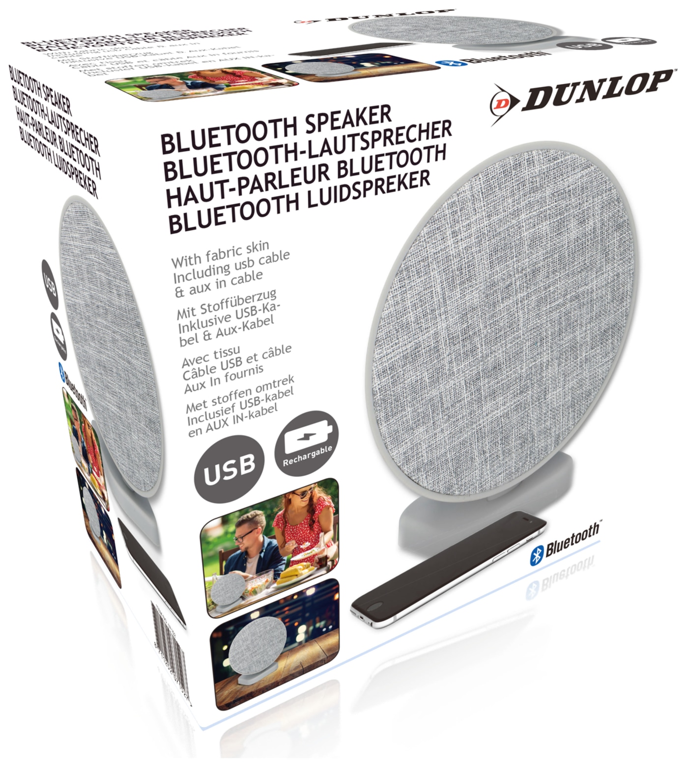 Dunlop Bluetooth Lautsprecher 2x3 W, grau Dunlop Bluetooth Lautsprecher 2x3 W, grau