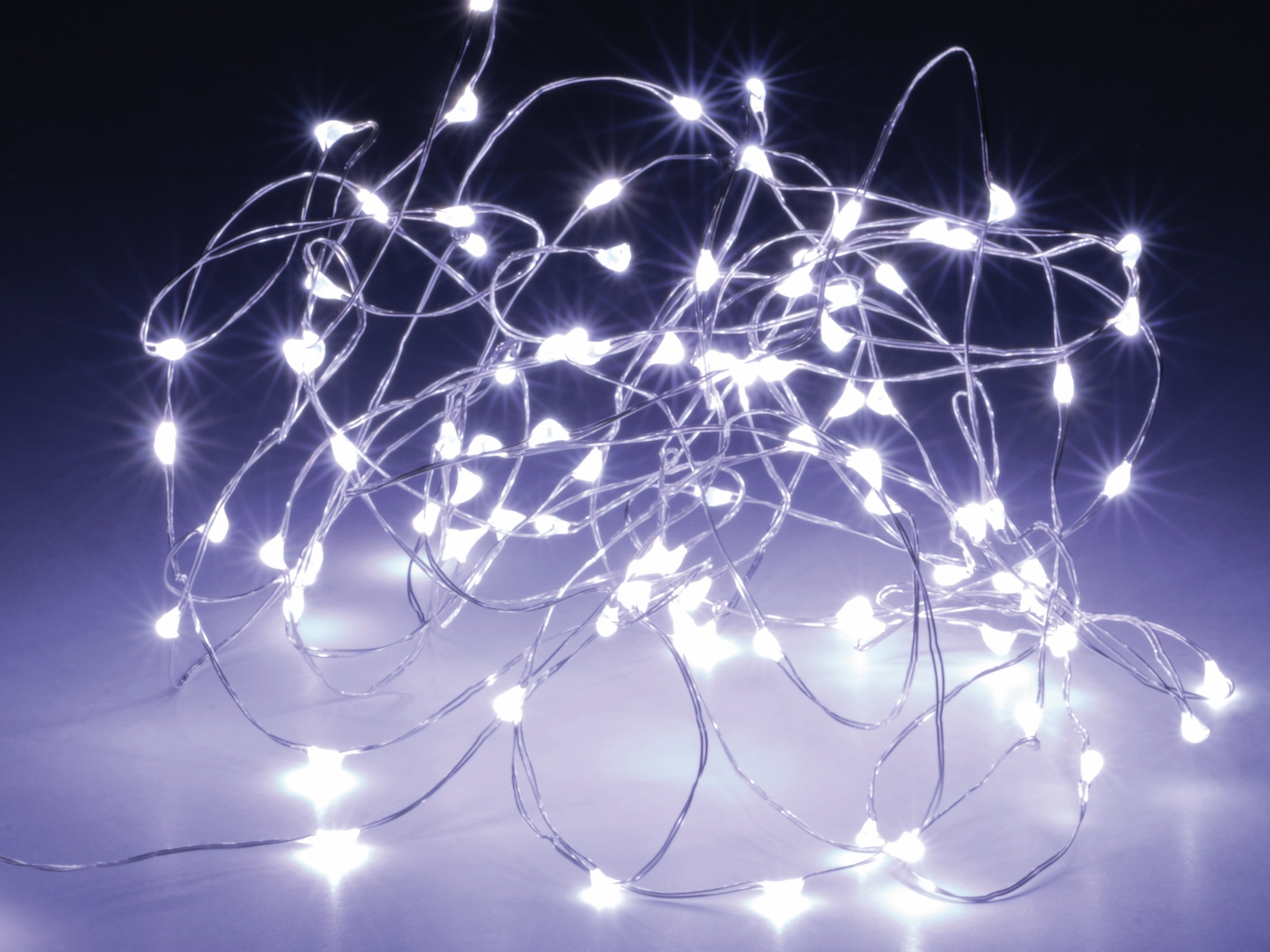 LED-Lichterkette, Silberdraht, 80 LEDs, kaltweiß, Batteriebetrieb LED-Lichterkette, Silberdraht, 80 LEDs, kaltweiß, Batteriebetrieb