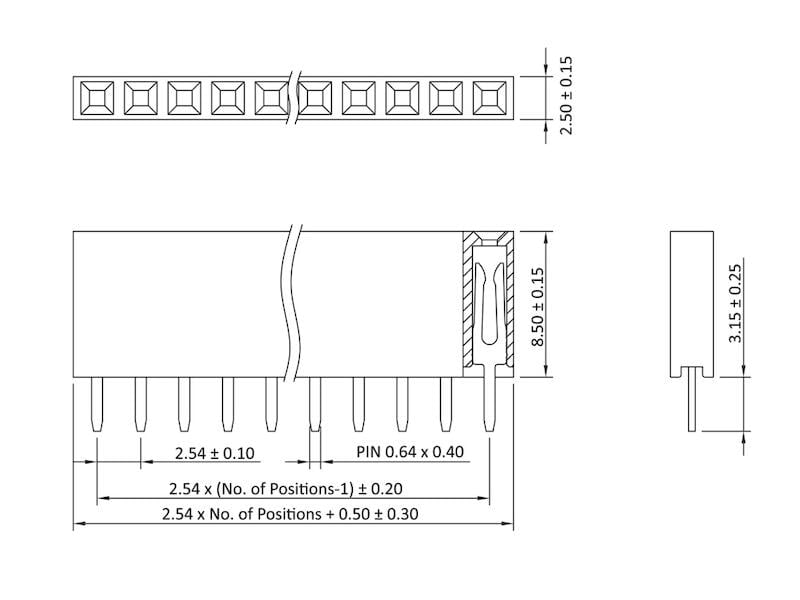 ECON CONNECT Buchsenleiste BLG1X36, 1x36, RM 2,54 mm, H 8,5 mm