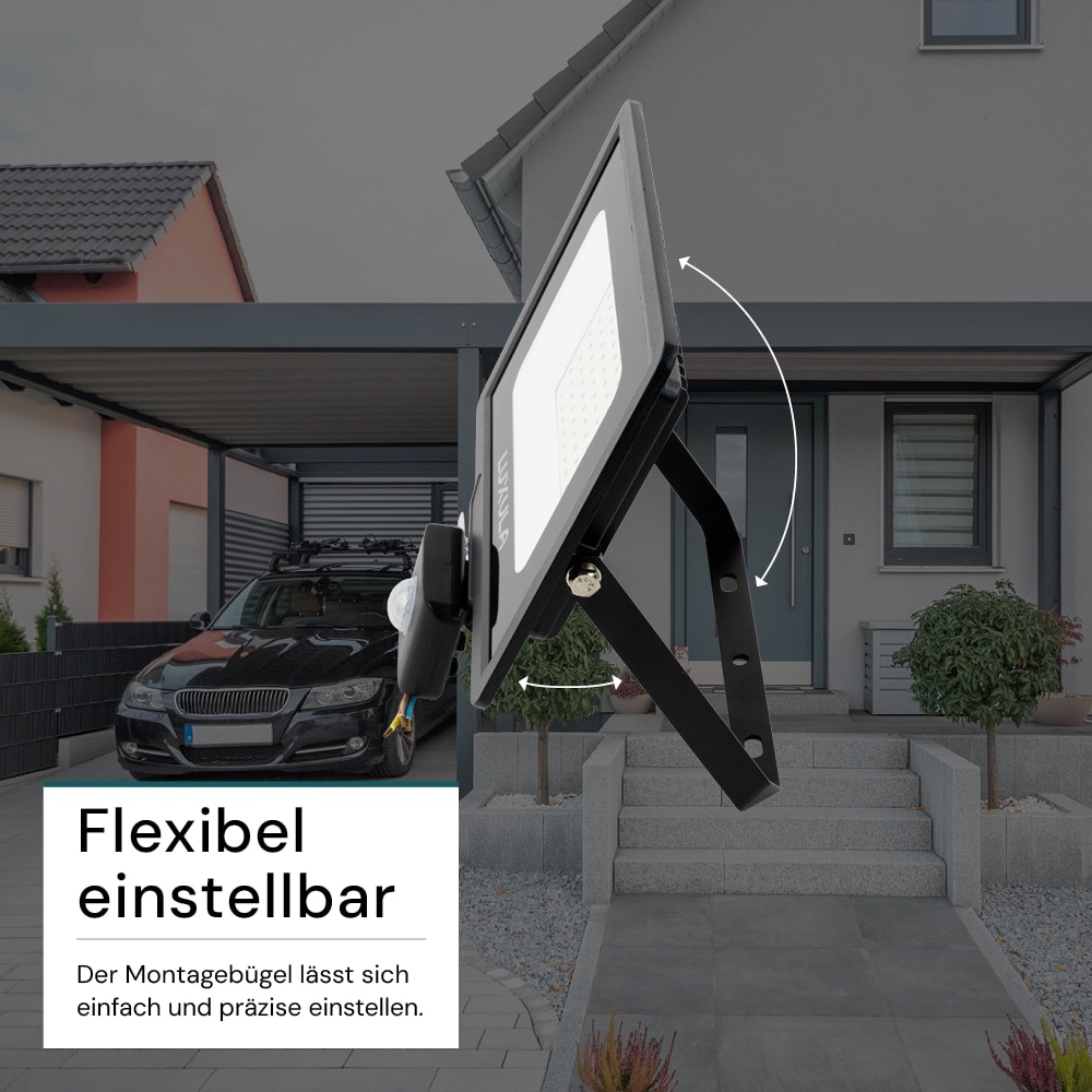 LUXULA LED-Fluter mit Bewegungsmelder, EEK: F, 50W, 5000lm, 4000K, schwarz LUXULA LED-Fluter mit Bewegungsmelder, EEK: F, 50W, 5000lm, 4000K, schwarz