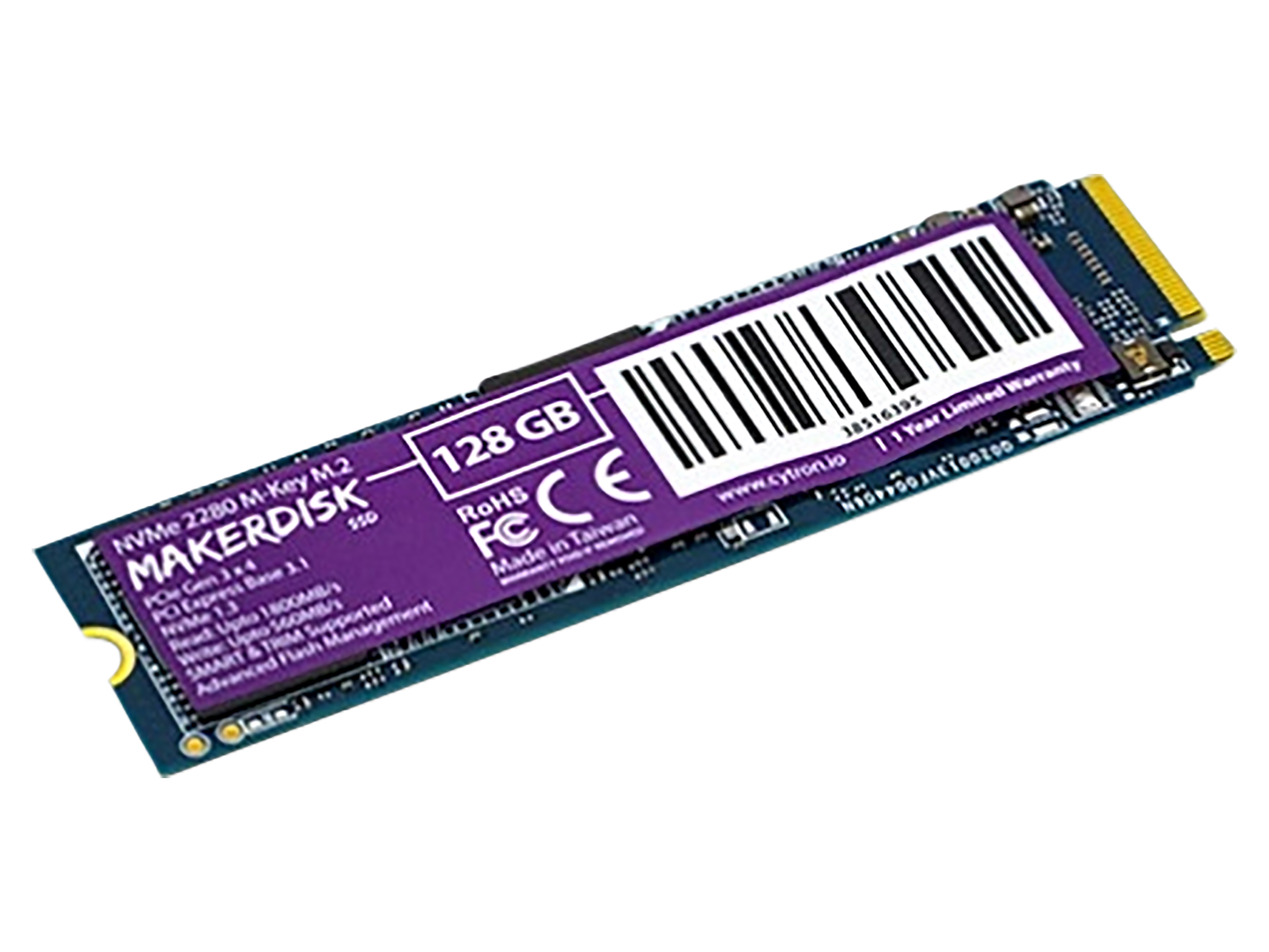 MAKERDISK NVMe M.2 SSD hard drive - 128 GB, NVMe M.2 SSD hard drive - 128 GB