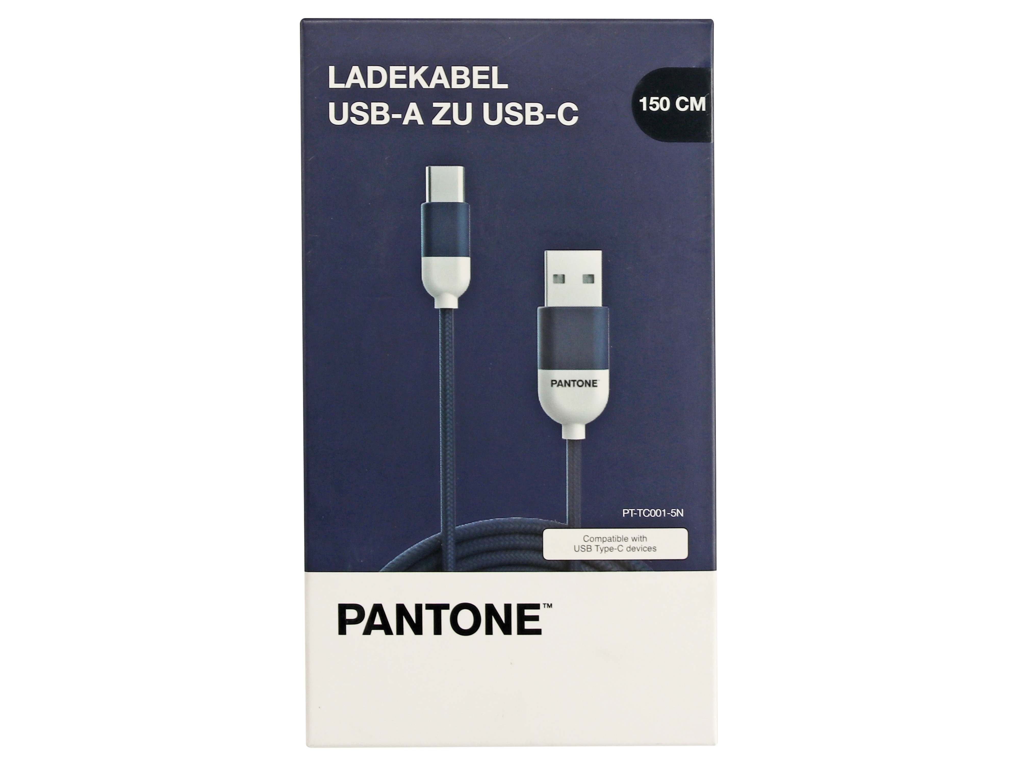 PANTONE, USB-Ladekabel, USB-A-USB-C, 1,5 m, dunkelnlau