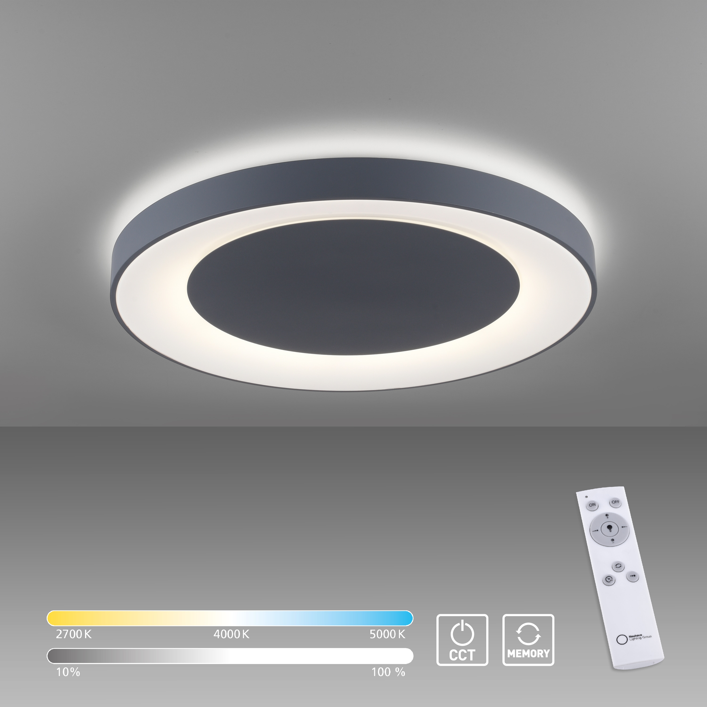 JUST LIGHT LED-Deckenleuchte 14327-18 grau, 54 W, 6600 lm, CCT JUST LIGHT LED-Deckenleuchte 14327-18 grau, 54 W, 6600 lm, CCT
