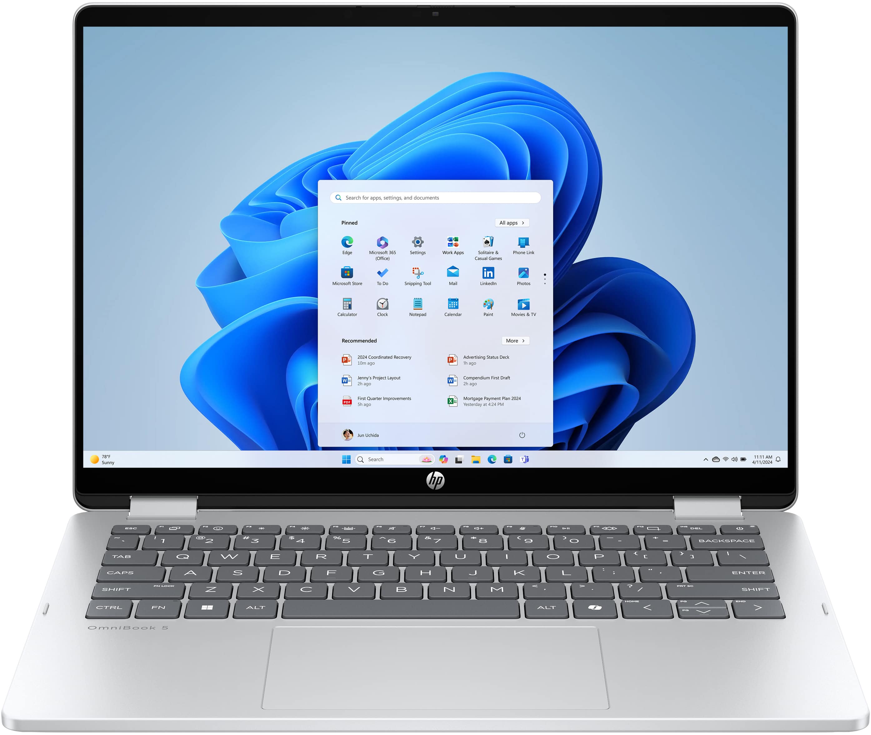 HP Notebook OmniBook 5 Flip 14-fp0152ng, Hybrid (2-in-1), 35,6 cm (14"), Touchscreen, 2K, Silber