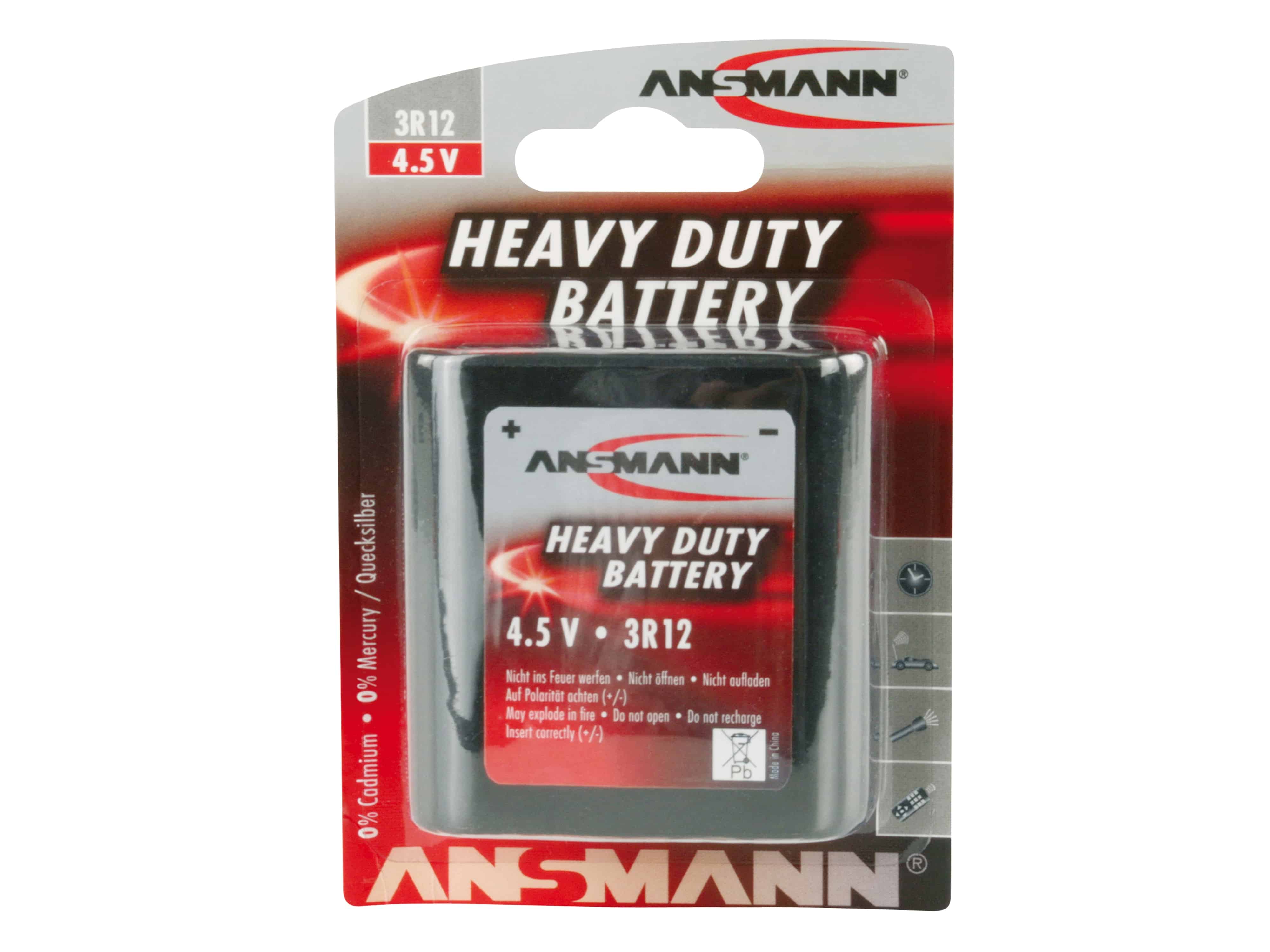 ANSMANN Flachbatterie 3R12, Zink-Kohle, 4,5 V, 2000mAh, 10 Stück ANSMANN Flachbatterie 3R12, Zink-Kohle, 4,5 V, 2000mAh, 10 Stück