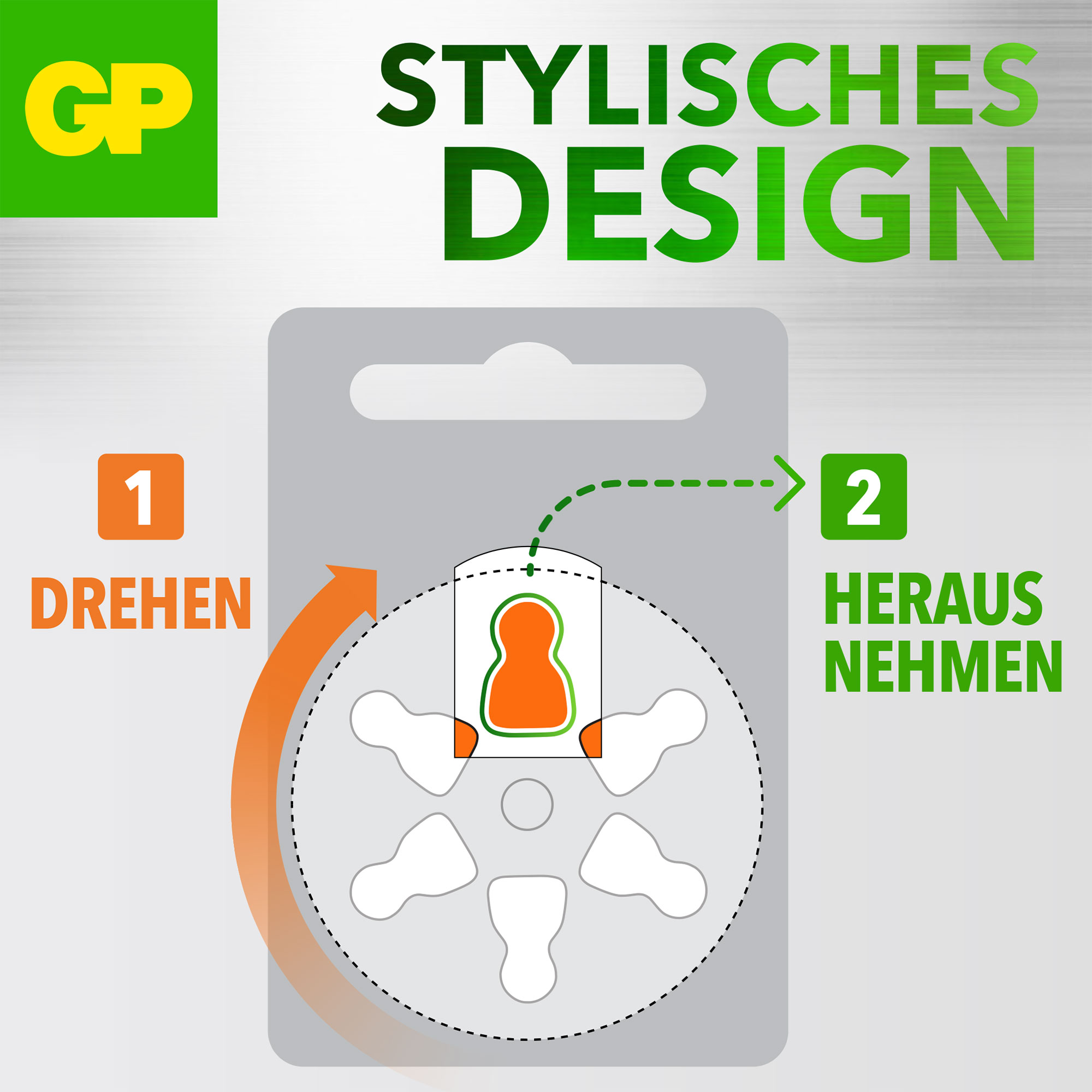 GP ZA675 , Hörgeräte Batterie, PR 44, 6 Stück