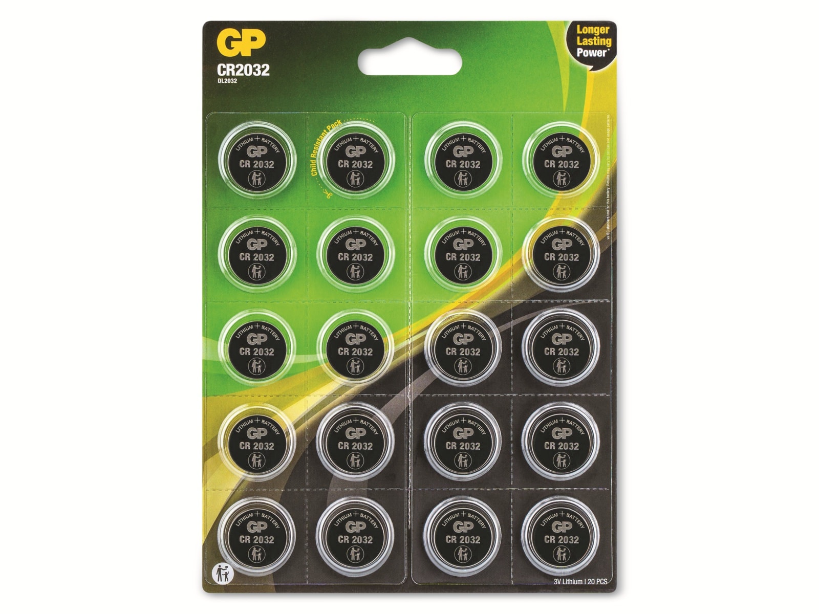 GP Lithium-Knopfzelle CR2032, 3V, 20 Stück GP Lithium-Knopfzelle CR2032, 3V, 20 Stück