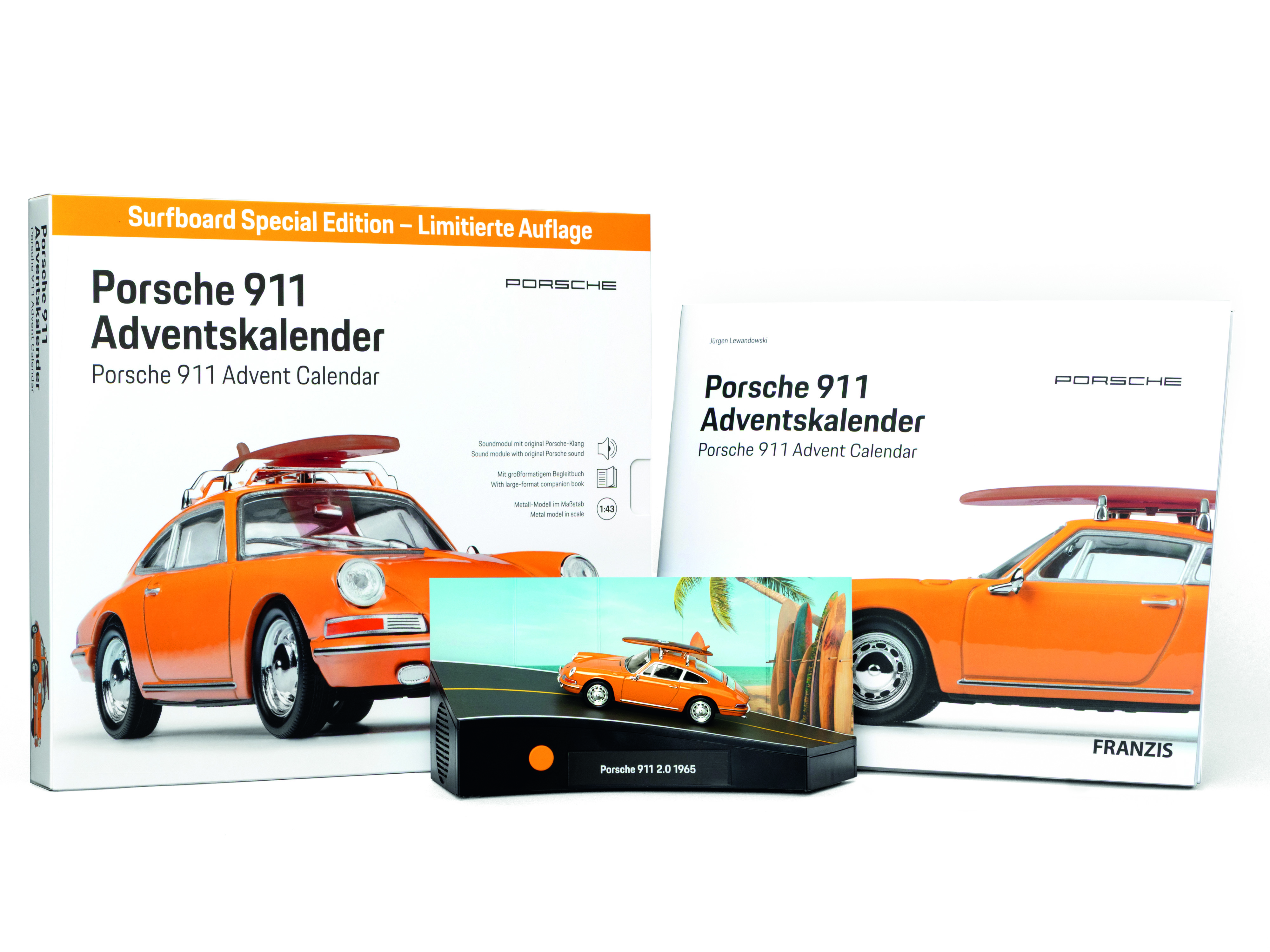 FRANZIS Porsche 911 Adventskalender Surfbrett 1:43