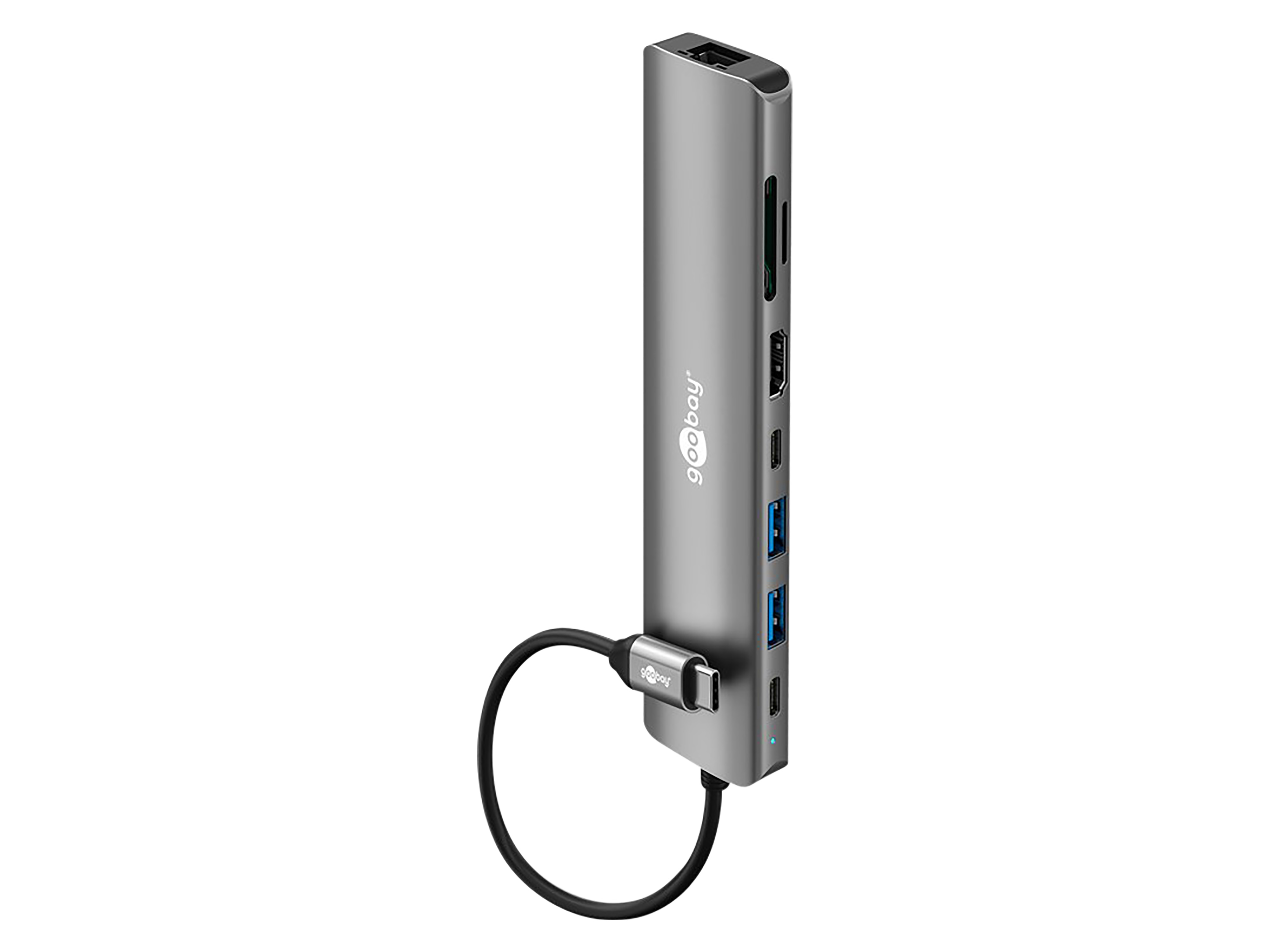 GOOBAY USB3.2 Hub 79146 Slim 8 Port USB-C auf HDMI/RJ45/USB-C/USB-A 5 Gbit/s