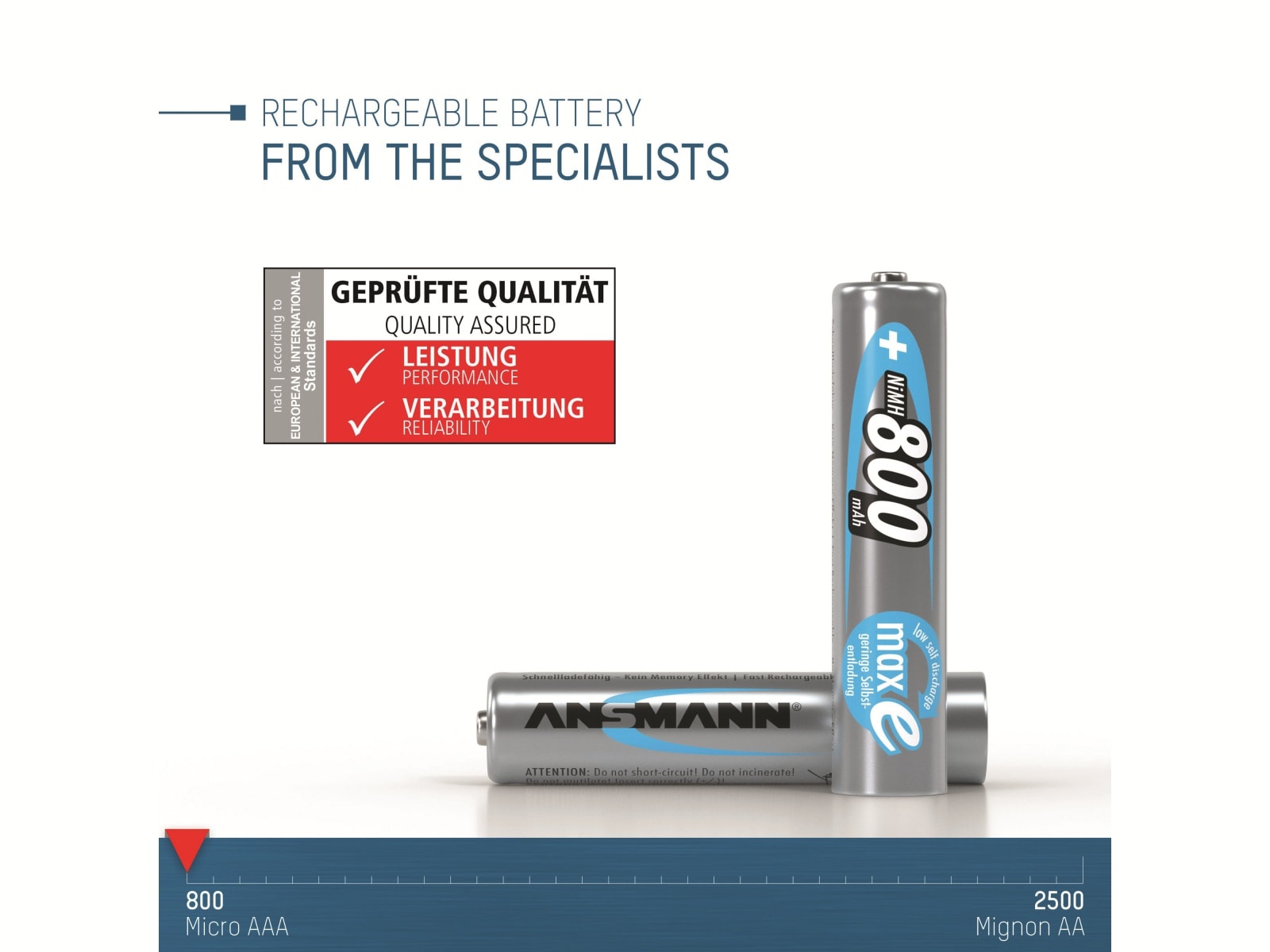 ANSMANN NiMH-Micro-Akku maxE, 800 mAh, 1,2V-, 6 Stück