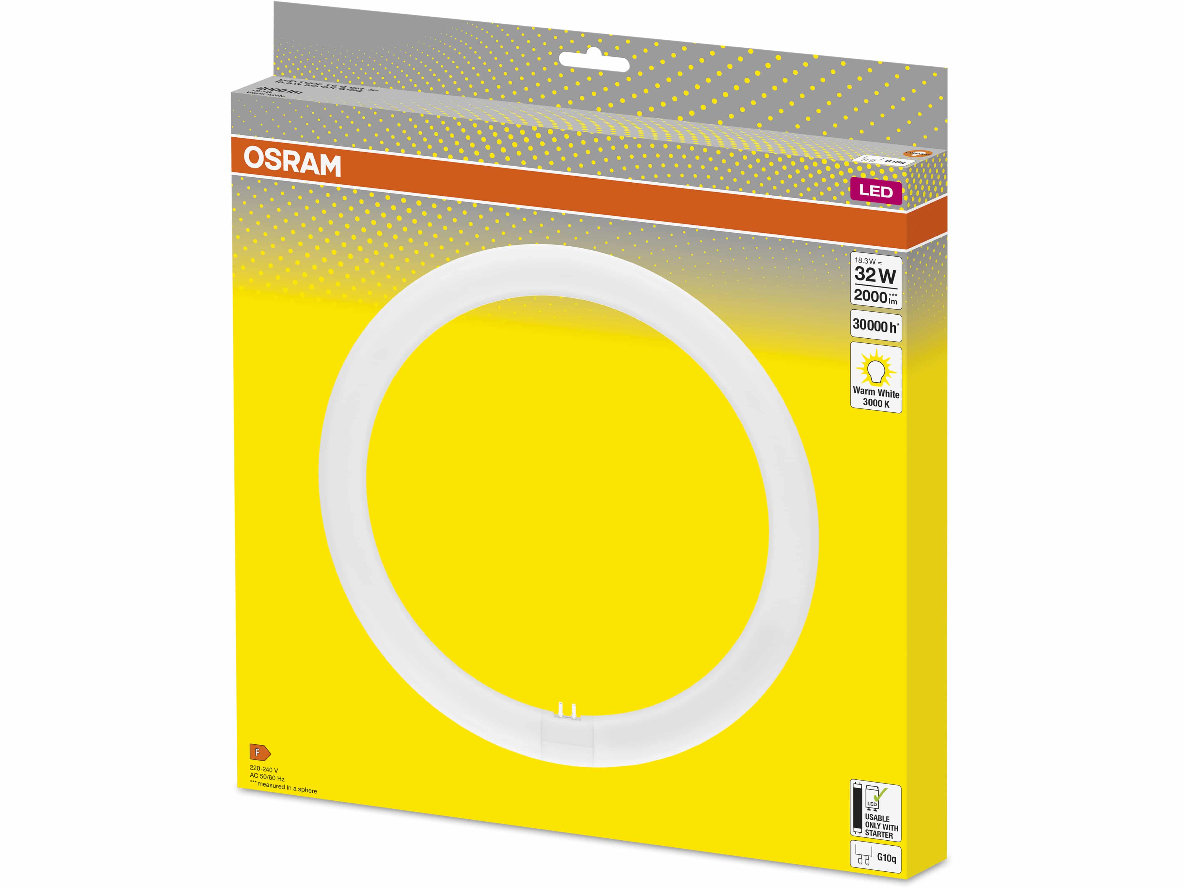 OSRAM LED-Röhre T9, Ringform, G10q, EEK: F, 18,3W, 2000lm, 3000K OSRAM LED-Röhre T9, Ringform, G10q, EEK: F, 18,3W, 2000lm, 3000K