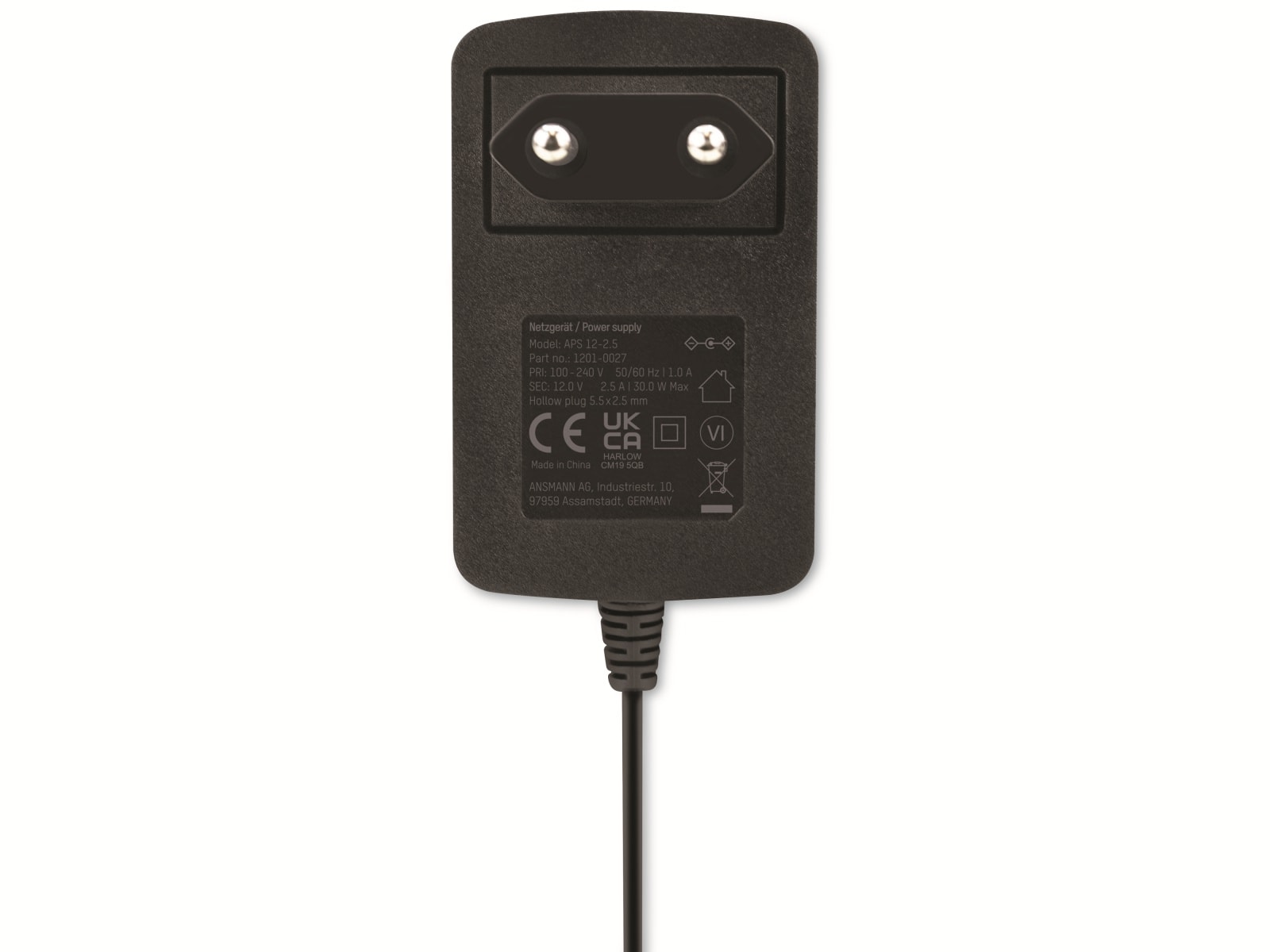 ANSMANN Router-Netzteil APS 12-2.5, 12V- DC, kompatibel mit Fritz-Box