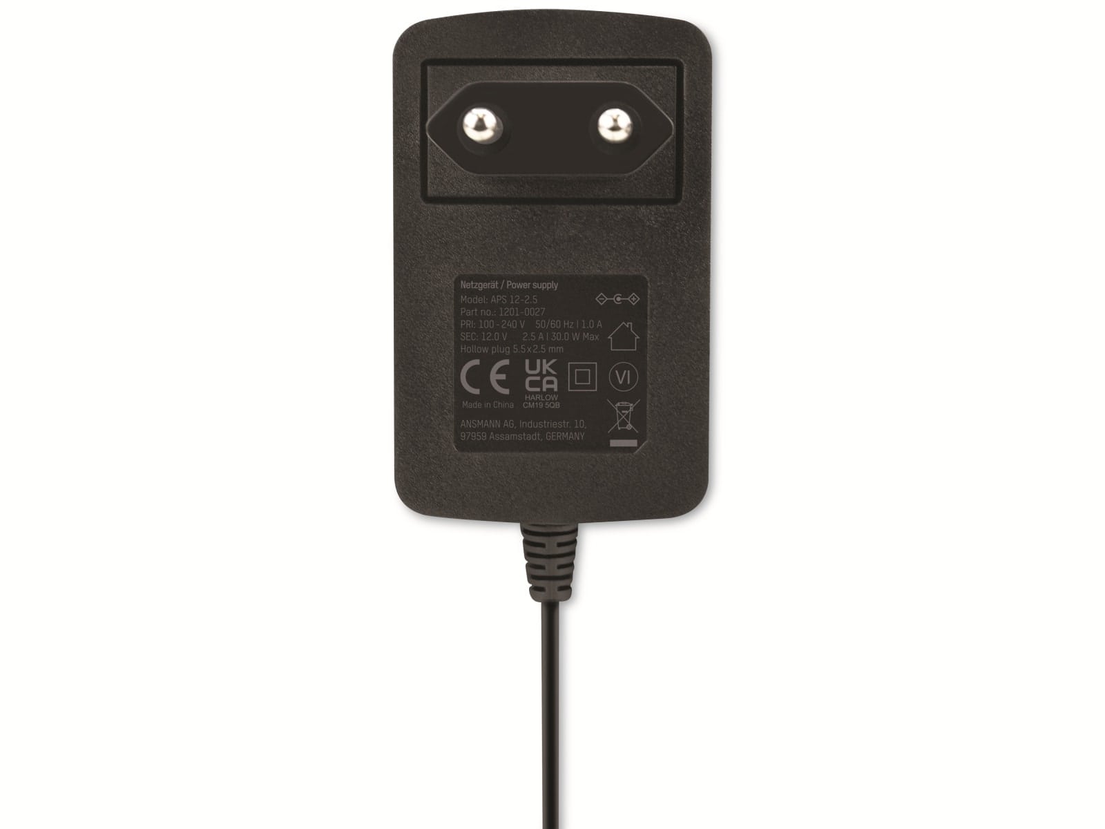 ANSMANN Router-Netzteil APS 12-2.5, 12V- DC, kompatibel mit Fritz-Box ANSMANN Router-Netzteil APS 12-2.5, 12V- DC, kompatibel mit Fritz-Box