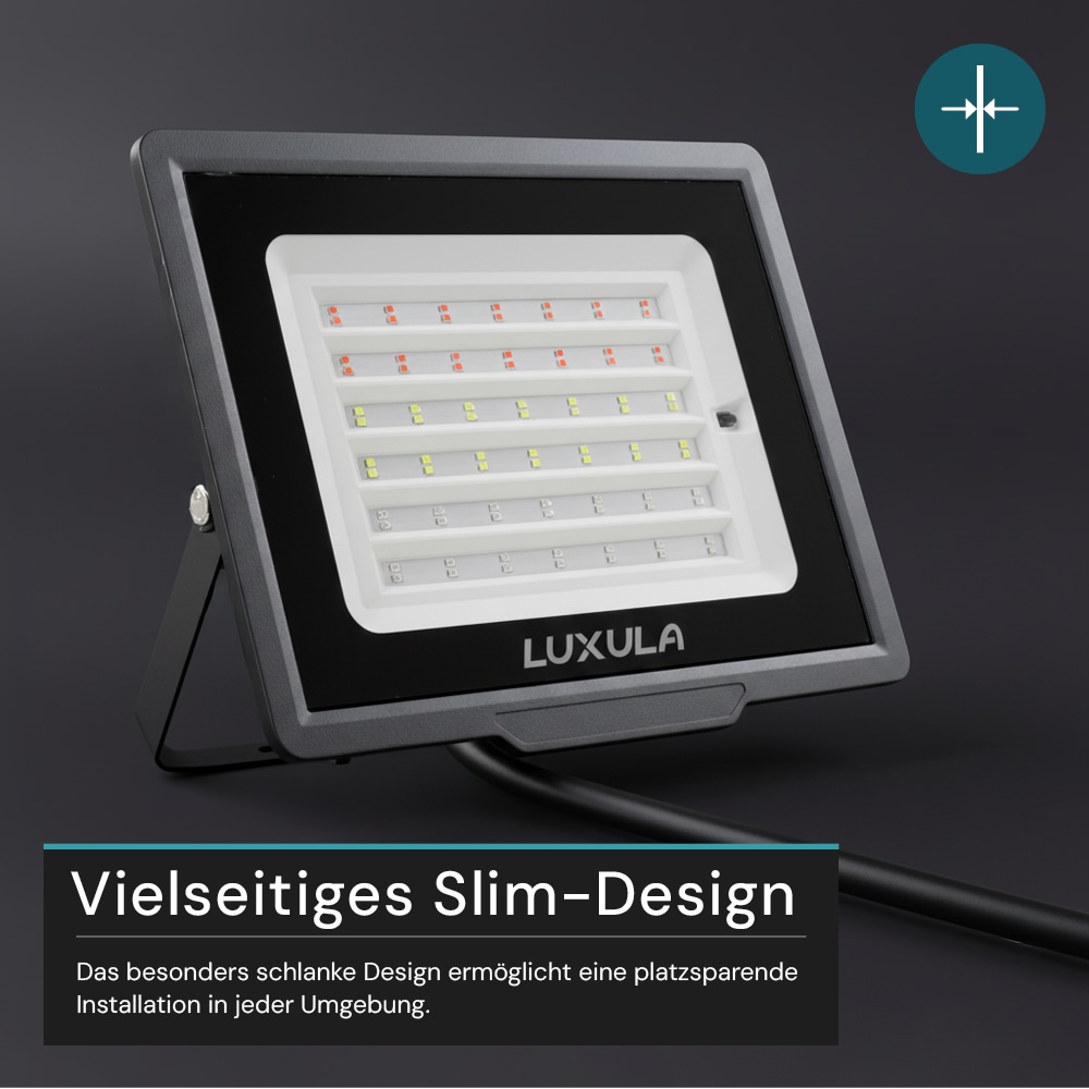 LUXULA RGB LED-Fluter LX400183, 50W, IP65, schwarz, mit Fernbedienung