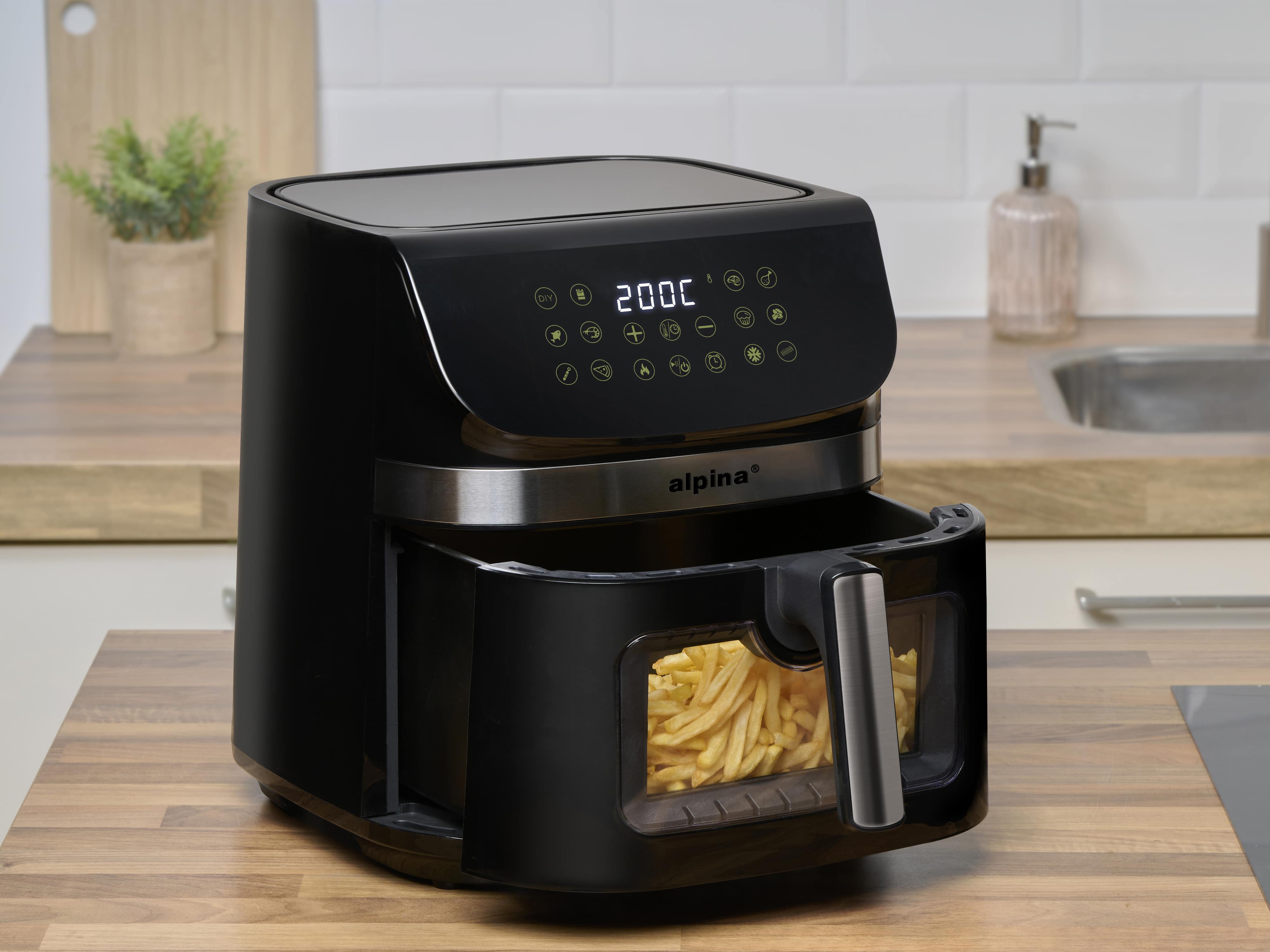 ALPINA Heißluftfritteuse XXL, 9L, 1800W, Timer, 80...200°C, Digitalanzeige