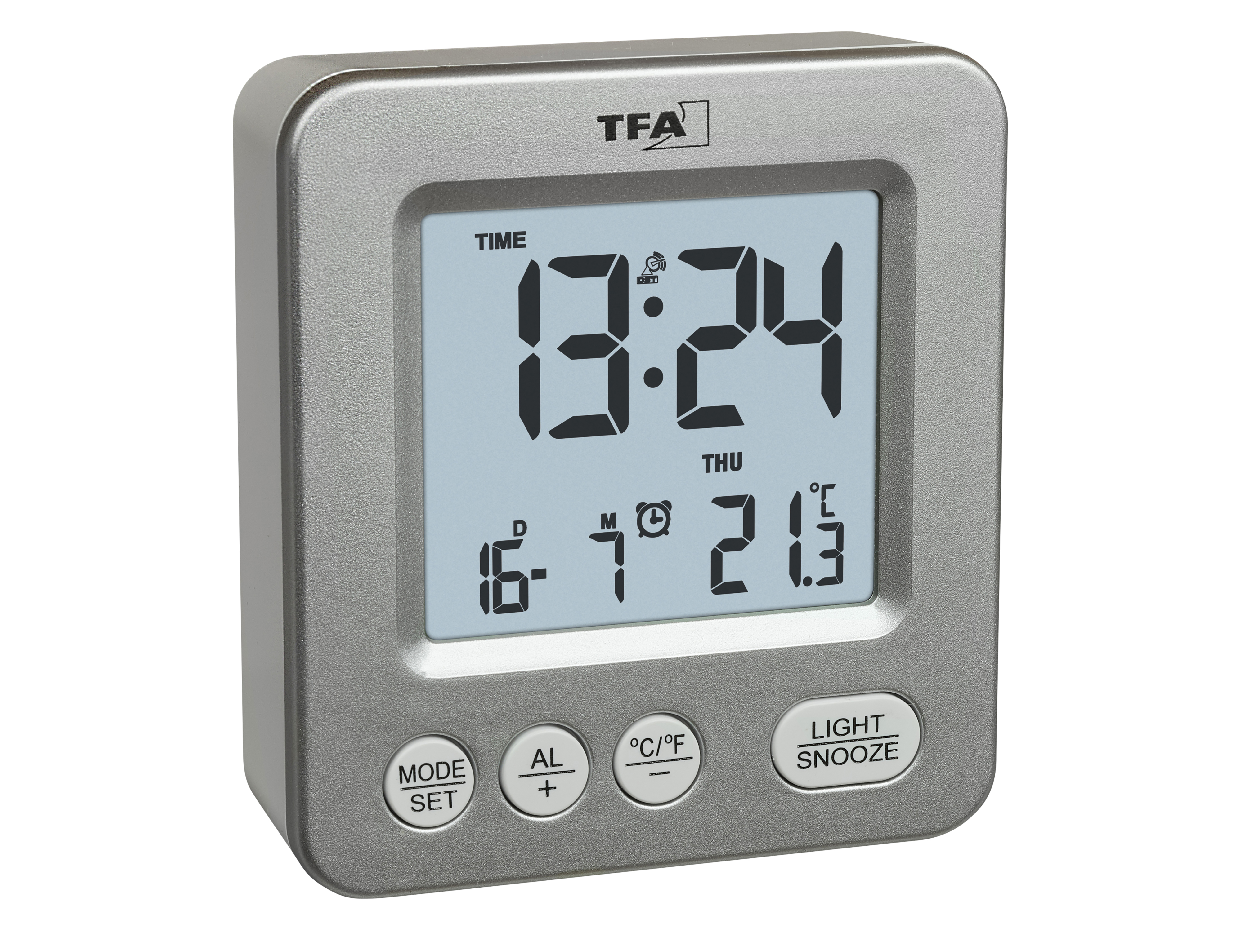 TFA Digitaler Funkwecker NOX 60.2567.54, silber