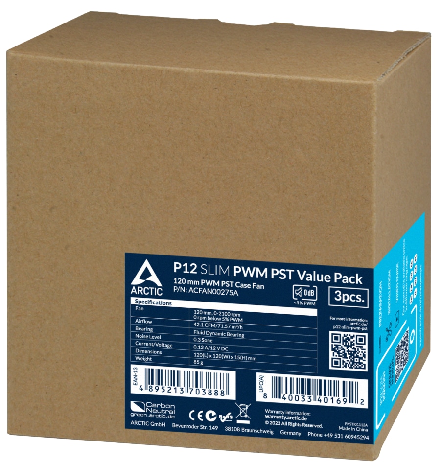 ARCTIC Lüfter P12 Slim PWM PST 3er Pack