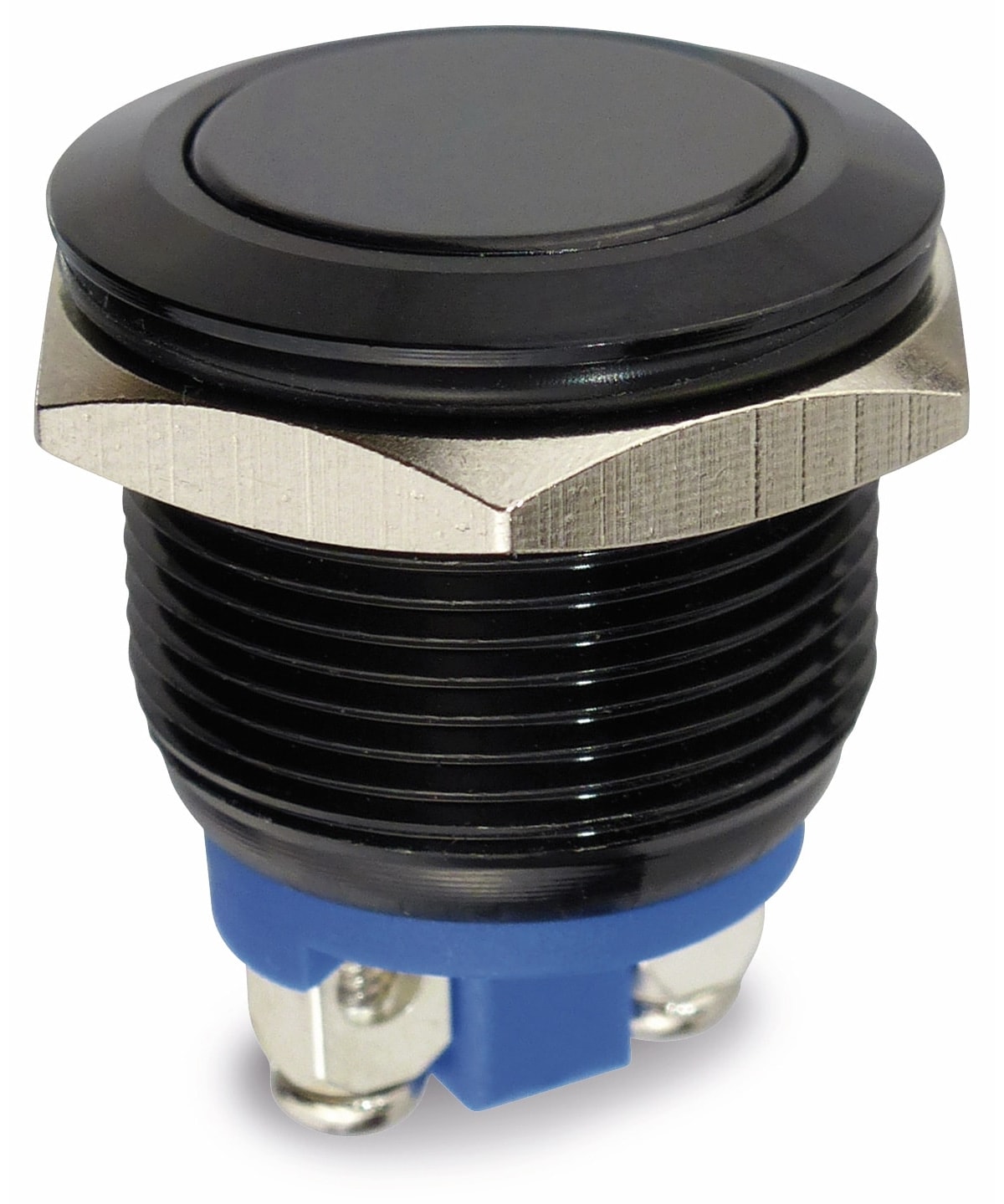 Drucktaster, 1 Schließer, Aluminium, schwarz, 19 mm