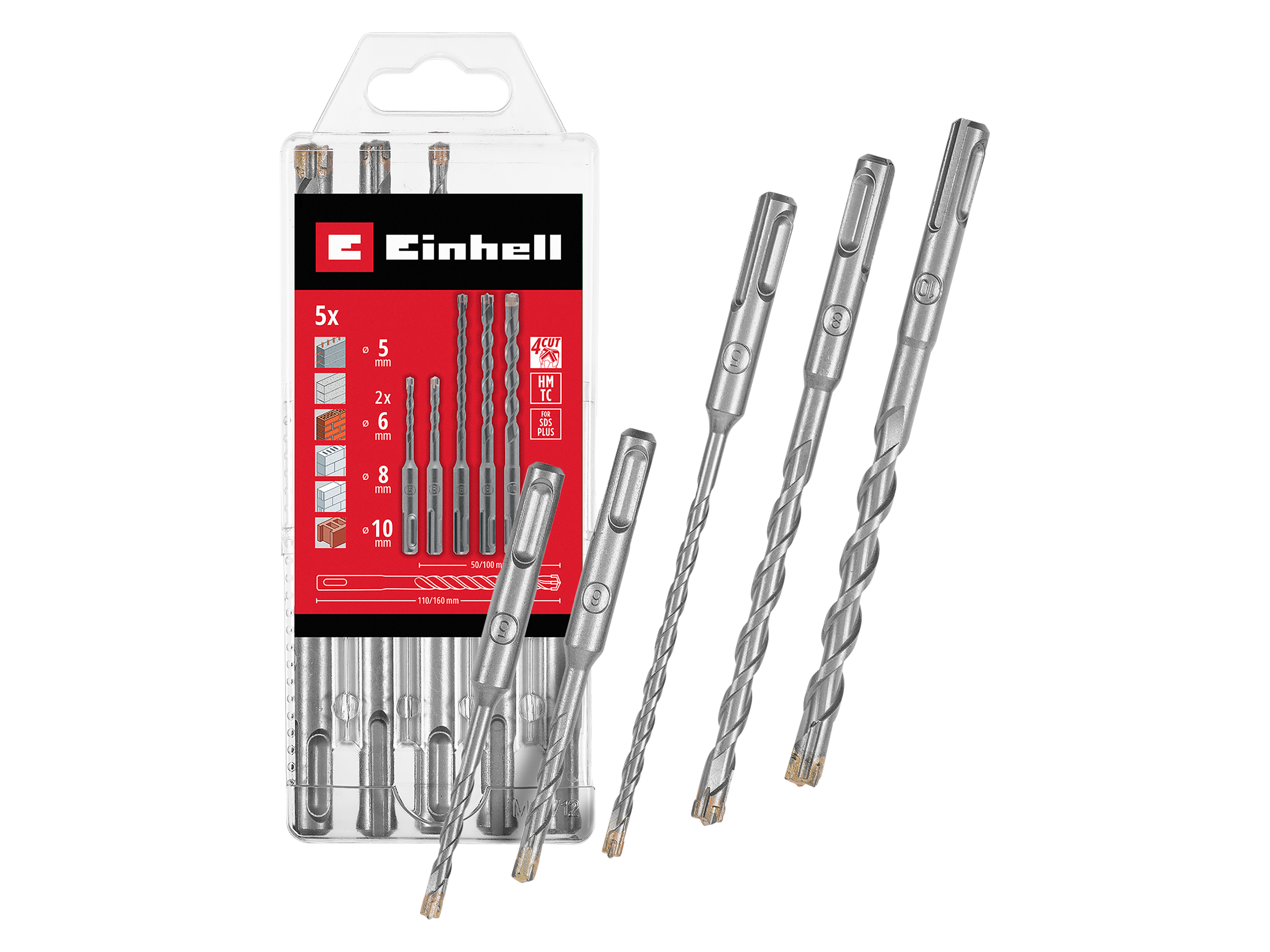 EINHELL SDS-Plus Hammerbohrer-Set, 265505, 5-10 mm, 5-teilig