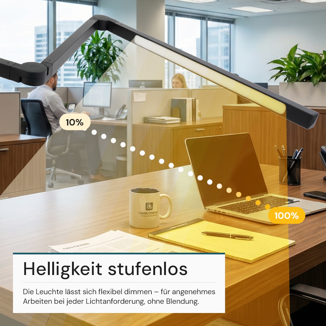 LUXULA LED-Schreibtischleuchte mit Clip, 10 W, CCT, EEK: F, 450 lm, IP20, schwarz