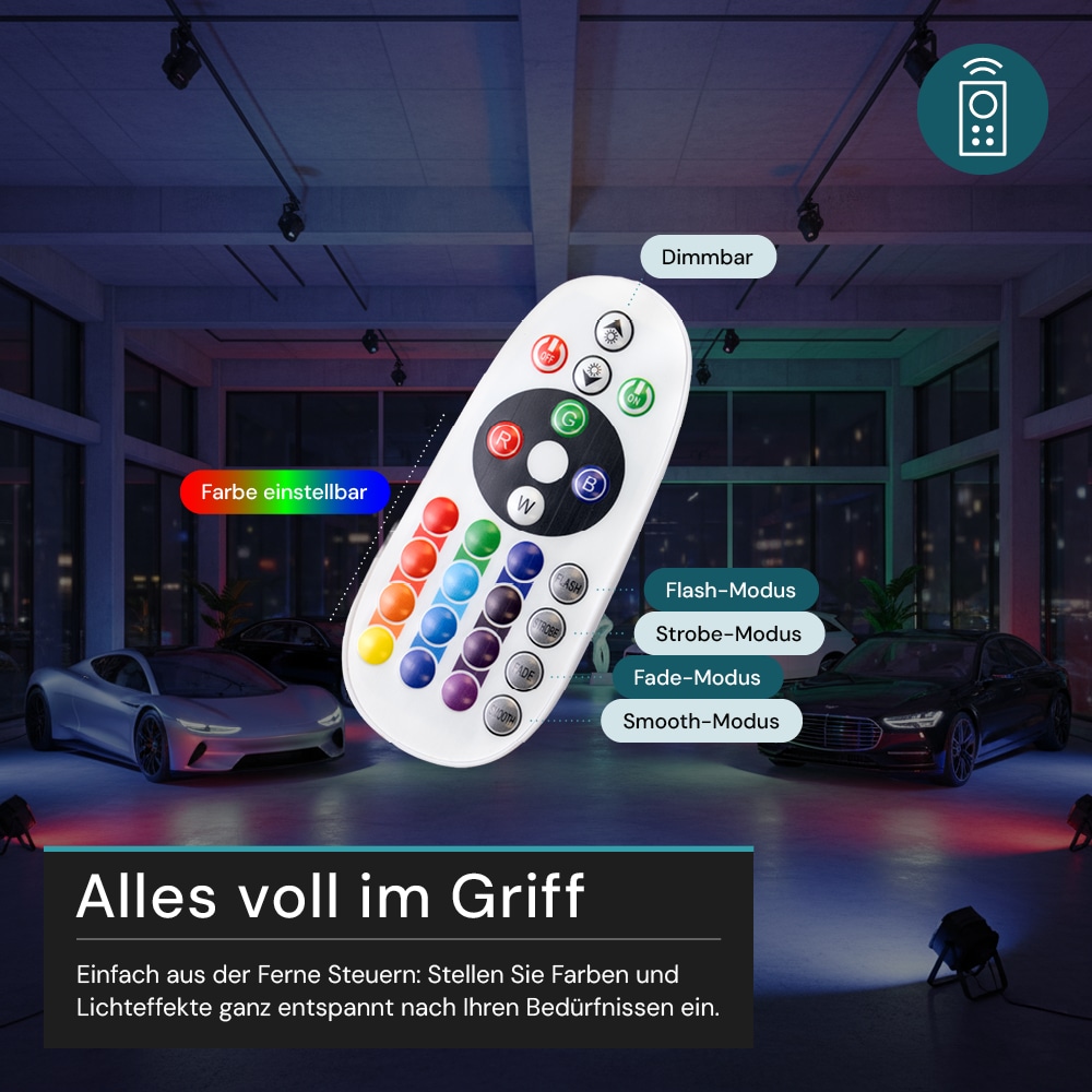 LUXULA RGB LED-Fluter LX400181, 20W, IP65, schwarz, mit Fernbedienung LUXULA RGB LED-Fluter LX400181, 20W, IP65, schwarz, mit Fernbedienung