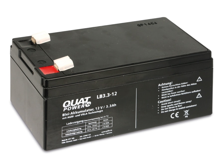 QUATPOWER Blei-Akkumulator LB3.3-12, 12 V-/3,3 Ah QUATPOWER Blei-Akkumulator LB3.3-12, 12 V-/3,3 Ah