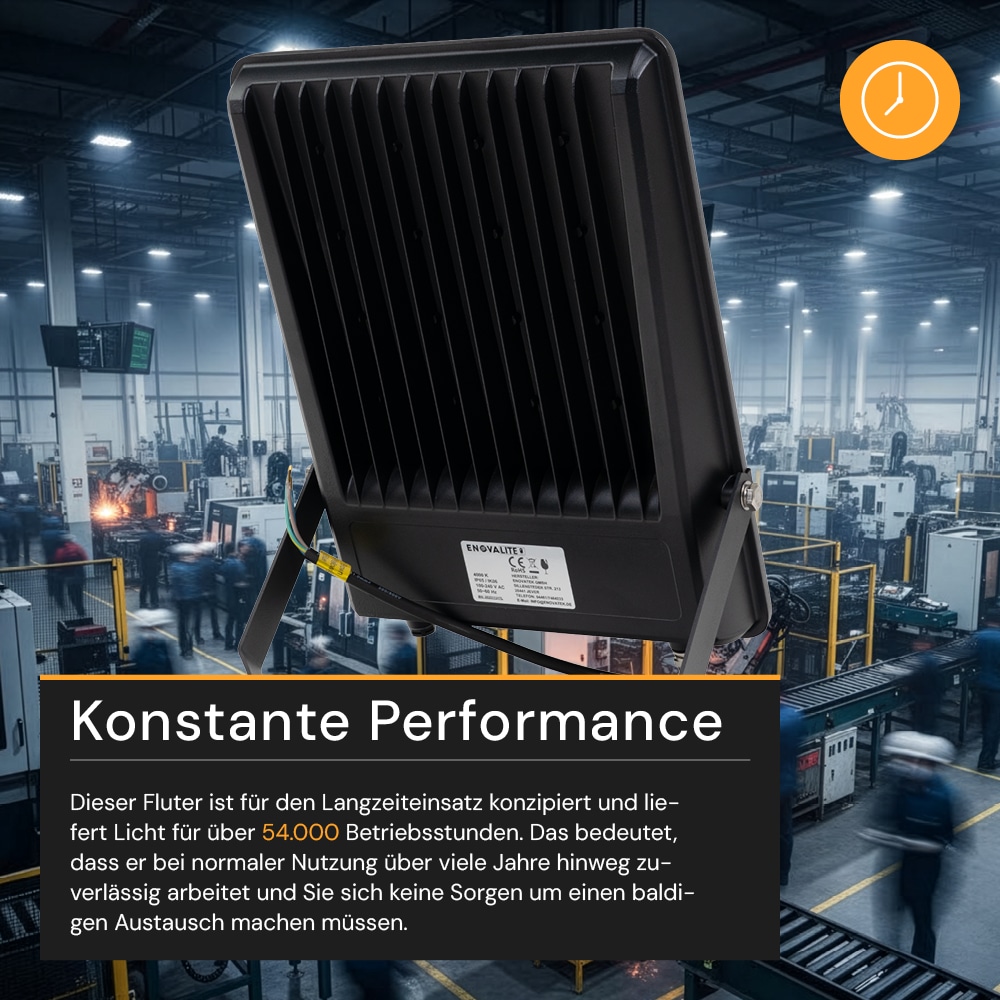 ENOVALITE LED-Fluter, EEK: E, 100W, 13000lm, 4000K, schwarz