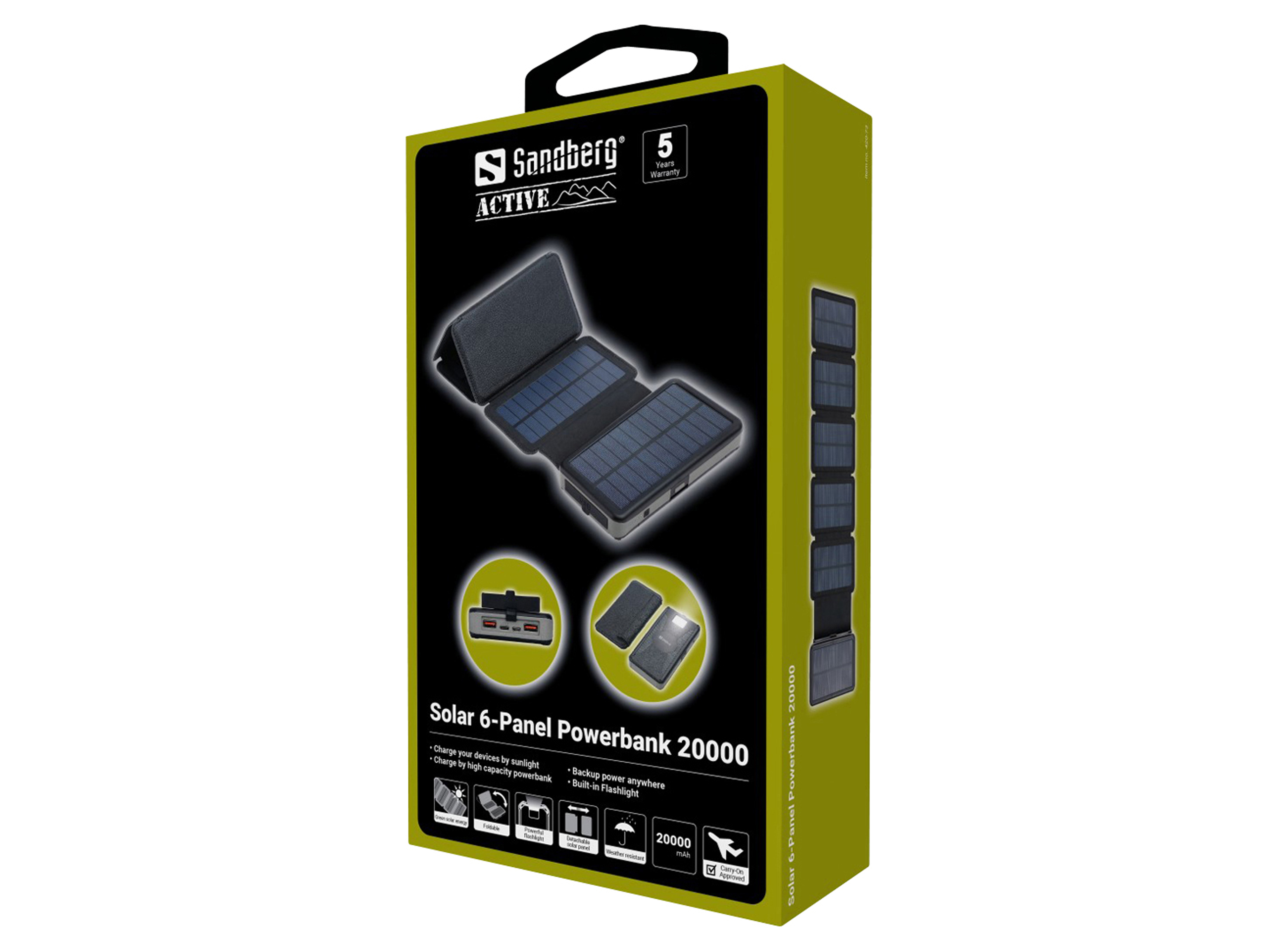SANDBERG SOLAR 6-Panel POWERBANK 20.000 mAh SANDBERG SOLAR 6-Panel POWERBANK 20.000 mAh