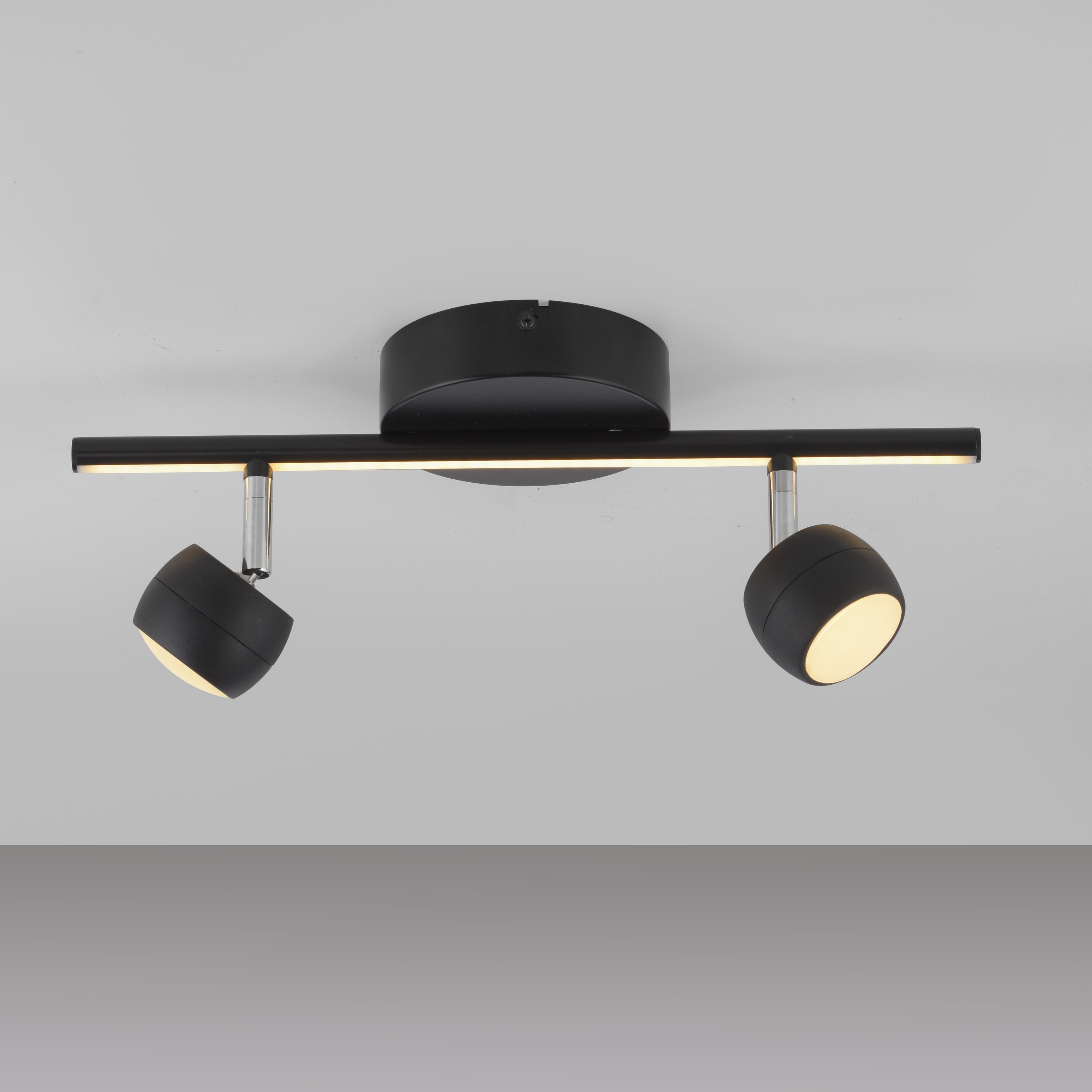 JUST LIGHT LED-Deckenleuchte 11401-18, 10,60W, 3000K, 1225lm, warmweiß, IP20, schwarz