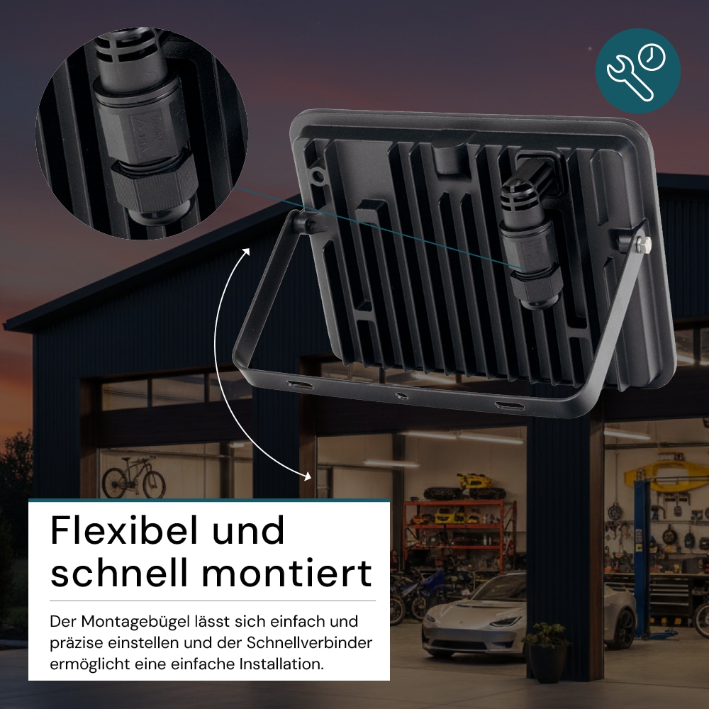 LUXULA LED-Fluter mit Schnellverbinder, EEK: F, 10W, 1000lm, 4000K, schwarz