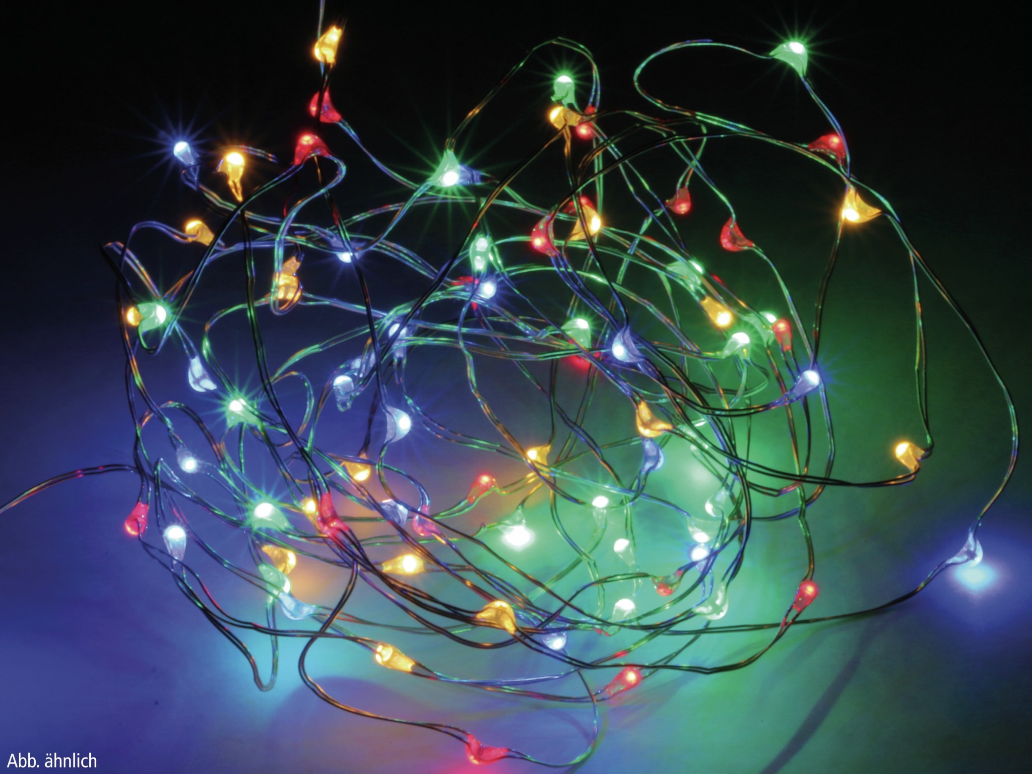 LED-Lichterkette, Silberdraht, 40 LEDs, bunt, Batteriebetrieb, Timer LED-Lichterkette, Silberdraht, 40 LEDs, bunt, Batteriebetrieb, Timer