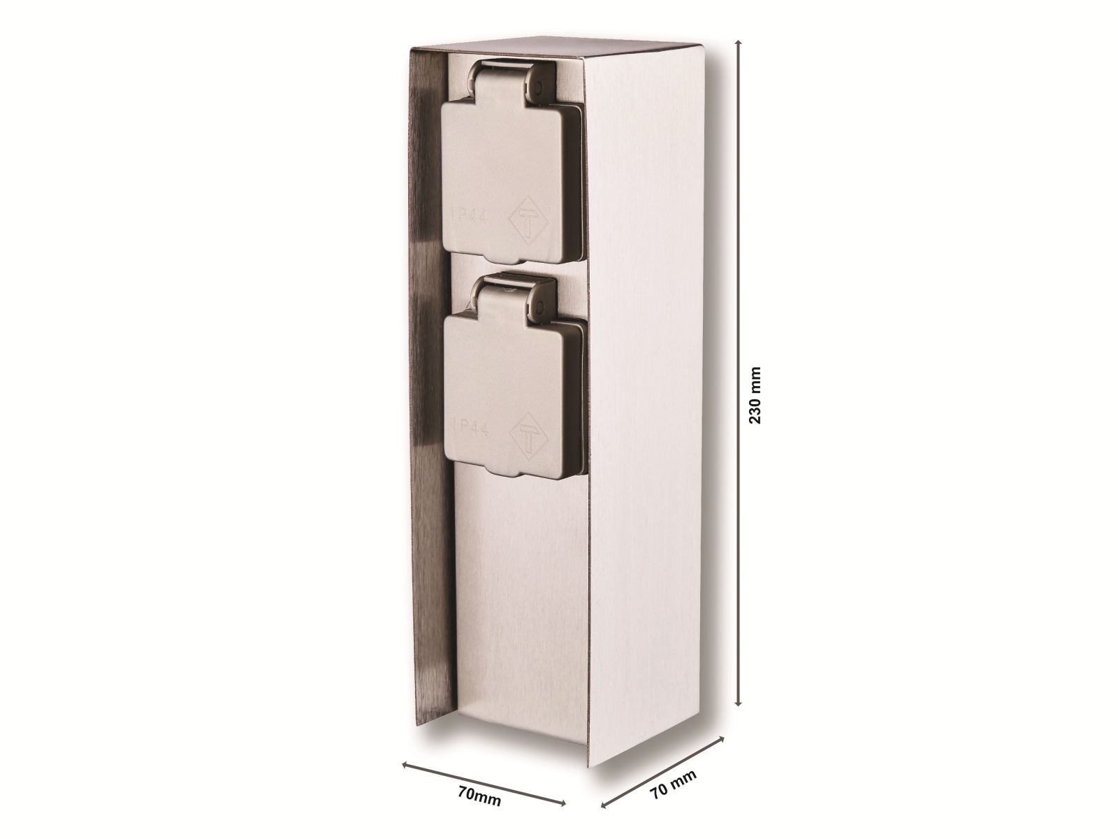 BOLD POWER Steckdosensäule Orio 10043, 2-fach, IP44, Eisen gebürstet BOLD POWER Steckdosensäule Orio 10043, 2-fach, IP44, Eisen gebürstet