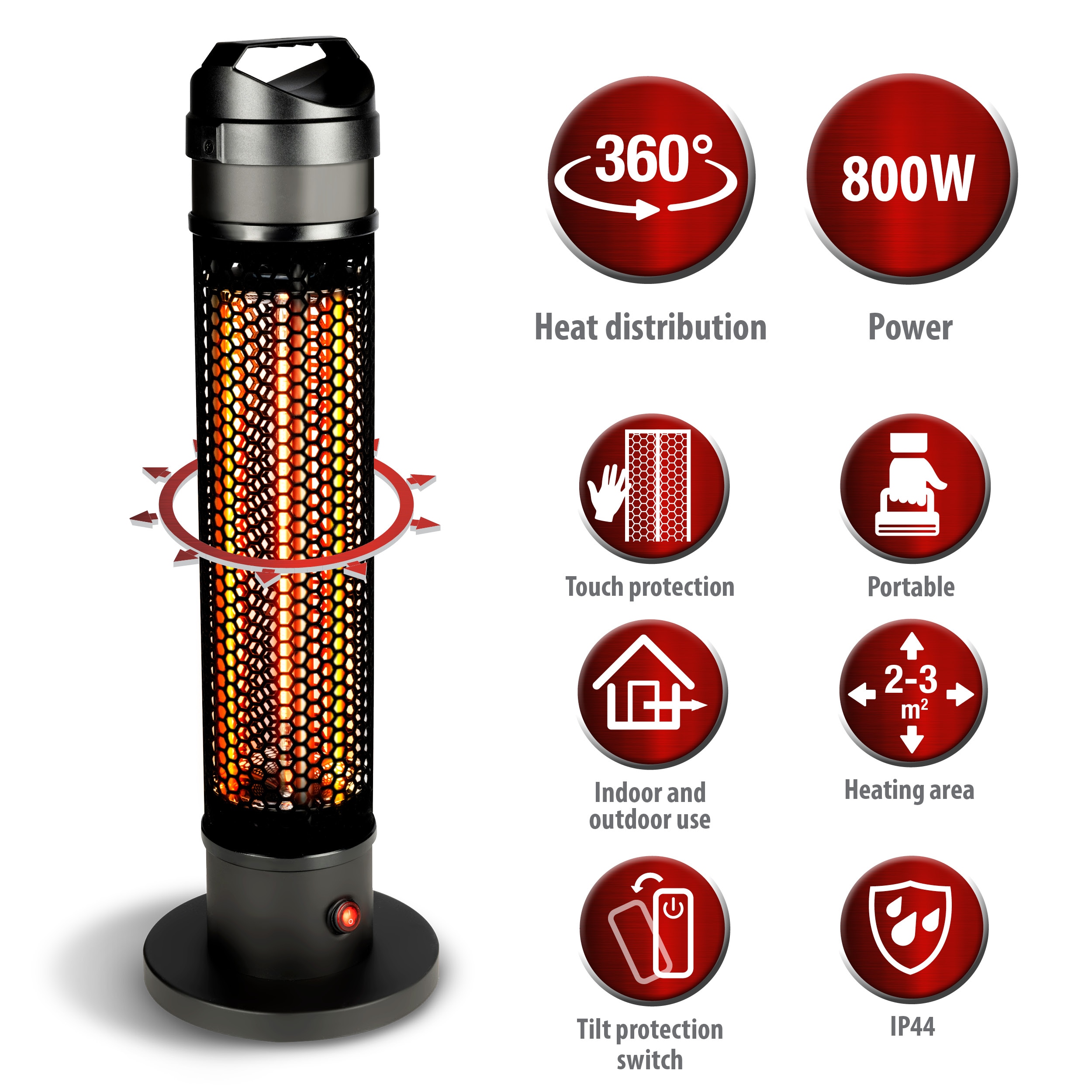 ALPINA Heizstrahler, 800 W, schwarz, In/Outdoor