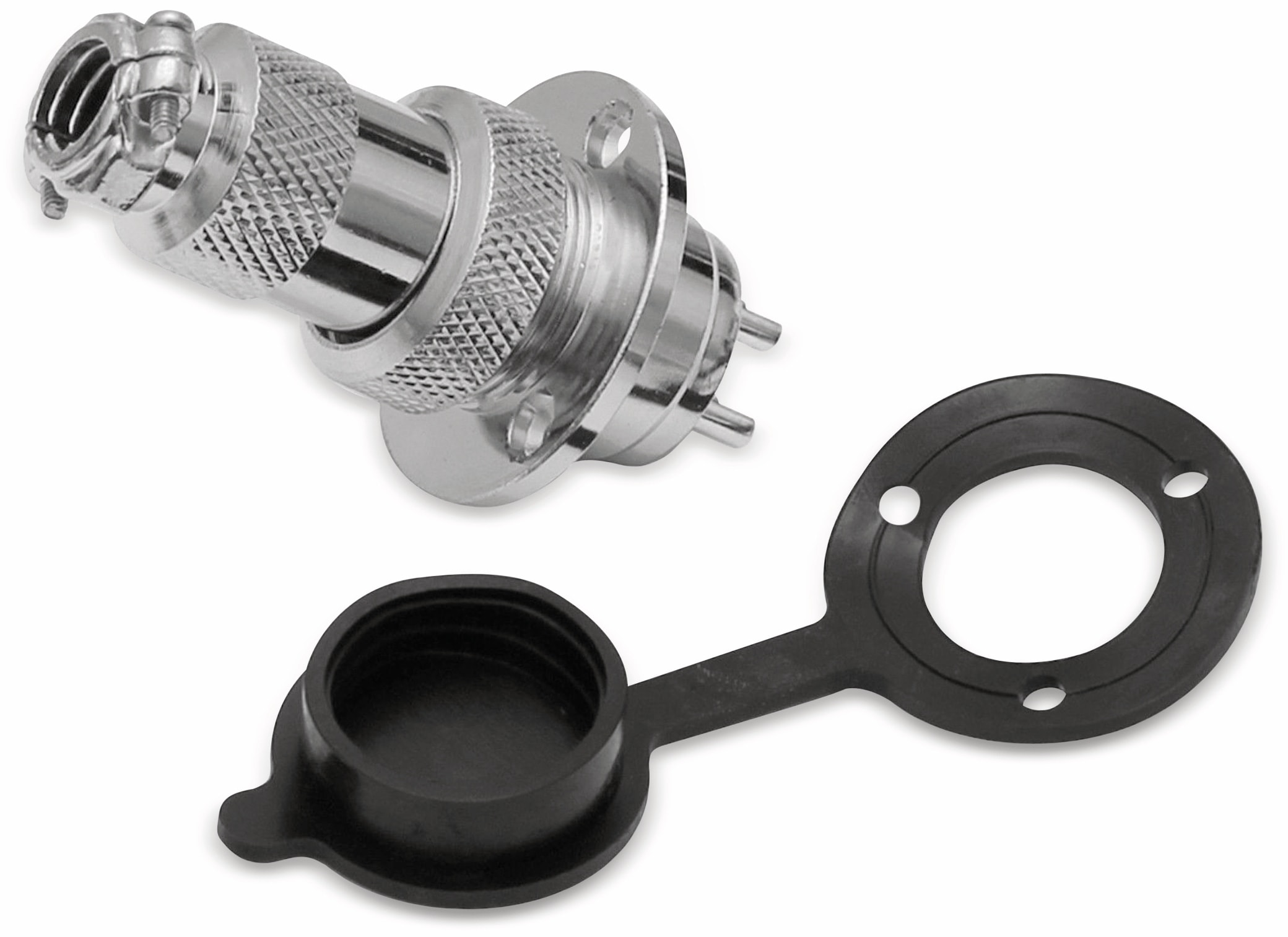 Hochstrom Einbaustecker-Set, 9-polig, Ø 19 mm, mit Abdeckkappe Hochstrom Einbaustecker-Set, 9-polig, Ø 19 mm, mit Abdeckkappe