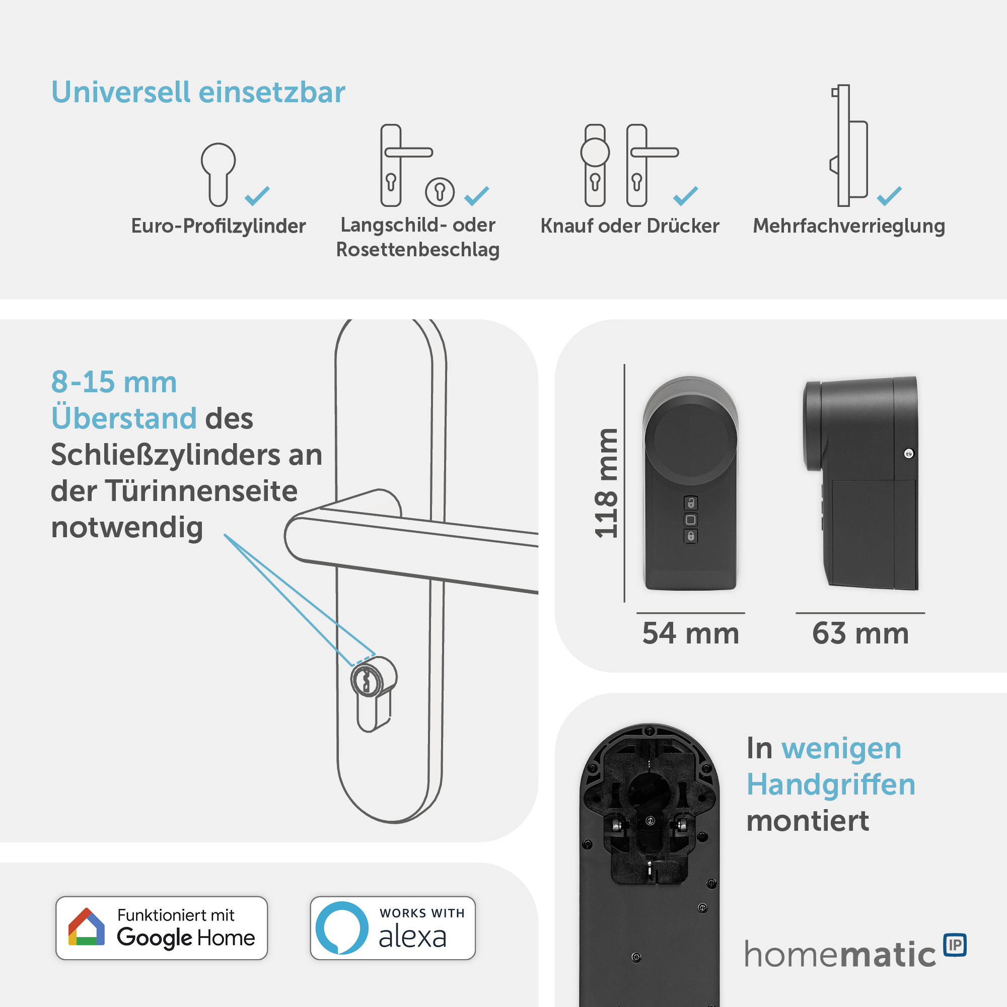 HOMEMATIC IP Türschlossantrieb 160555A0, anthrazit HOMEMATIC IP Türschlossantrieb 160555A0, anthrazit
