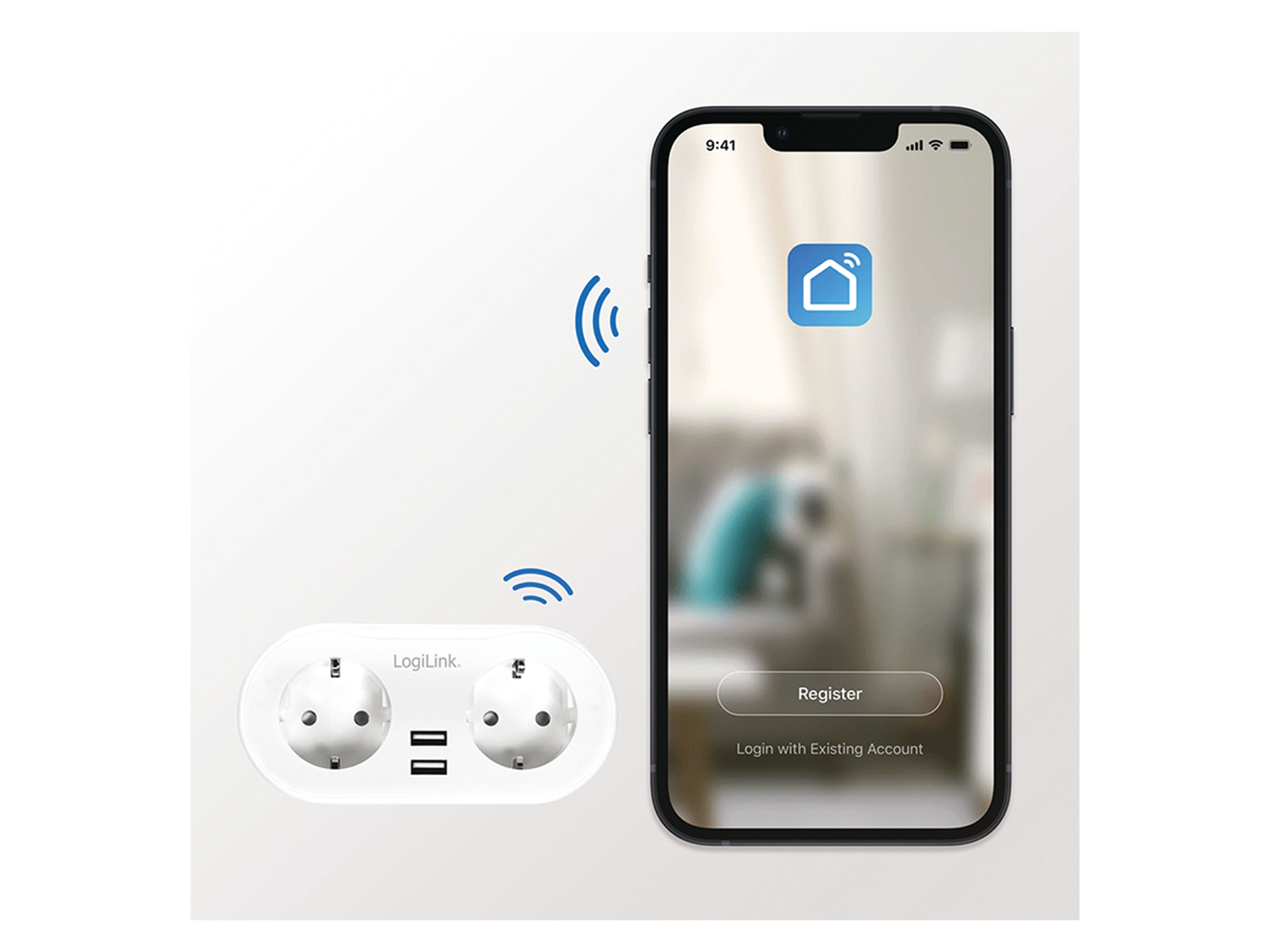 LOGILINK Funksteckdose SH0102, 2-fach, 2x USB, Smart