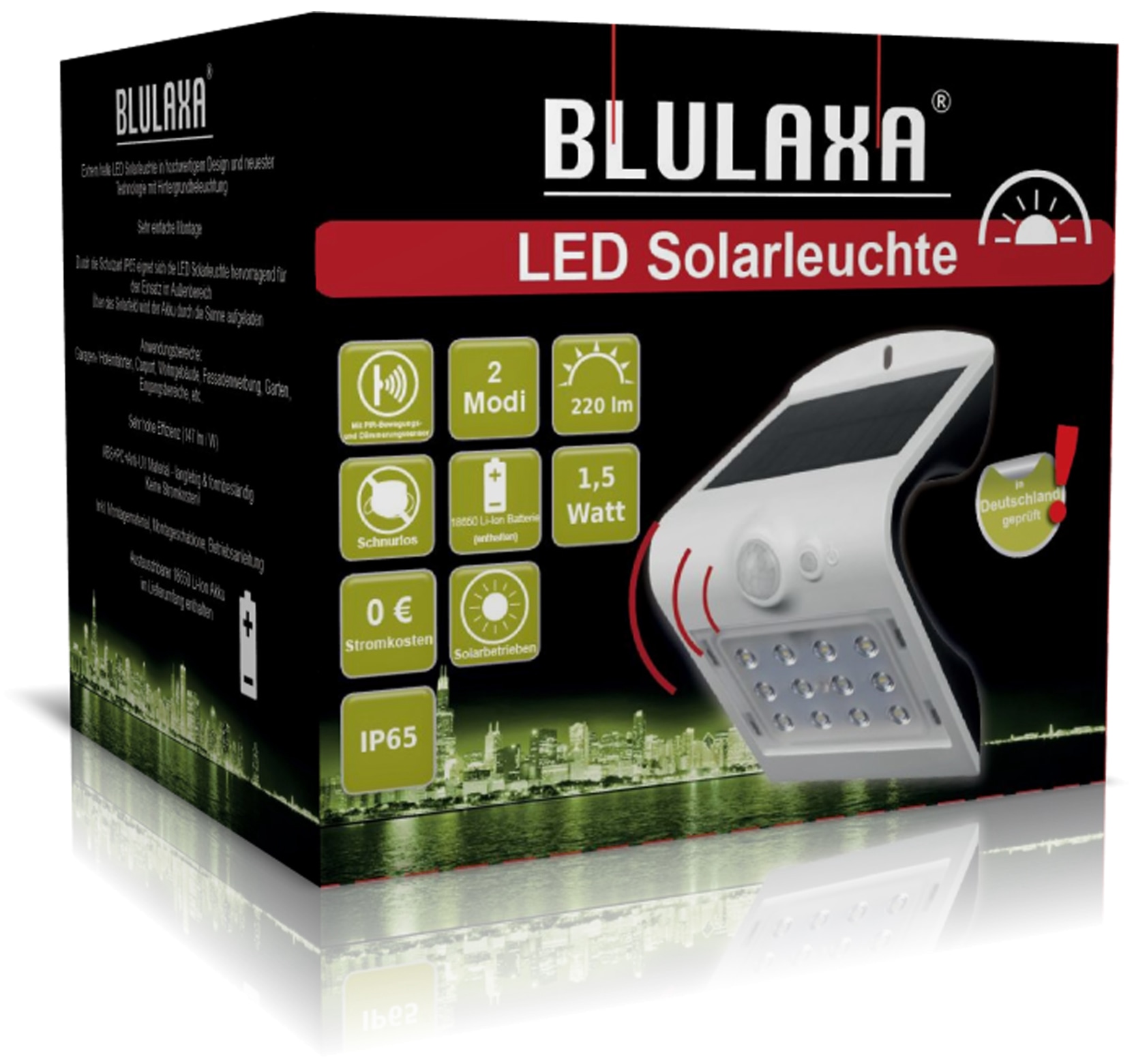 BLULAXA Solar-LED Wandleuchte 48552 mit Sensor, 1,5W, weiß BLULAXA Solar-LED Wandleuchte 48552 mit Sensor, 1,5W, weiß
