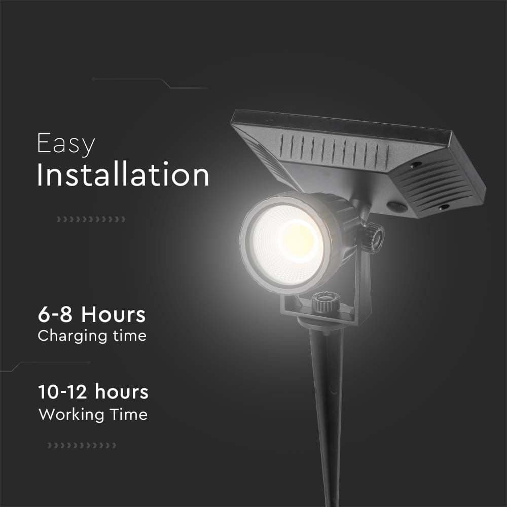 V-TAC Solar LED-Gartenleuchte VT-952, 2 W, 3000 K, IP65, schwarz V-TAC Solar LED-Gartenleuchte VT-952, 2 W, 3000 K, IP65, schwarz