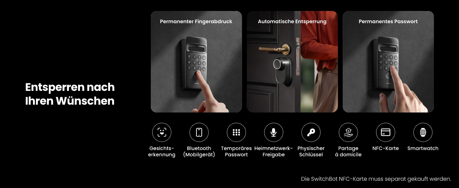 SWITCHBOT Smartes Codeschloss, Keypad Vision für Lock, schwarz