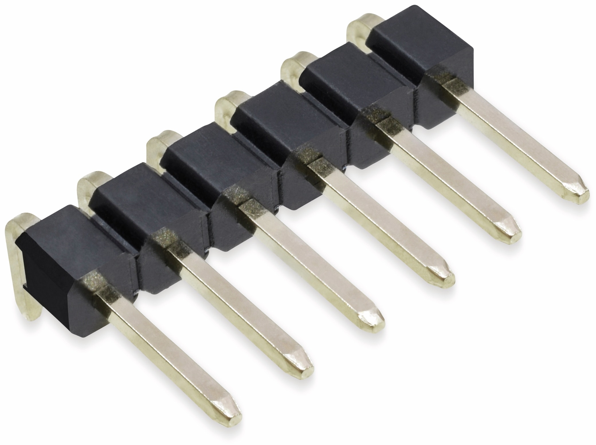 Stiftleiste, 1 x 6, 2,54 mm, gewinkelt, 0,8µ Au (Gold), 5 Stück