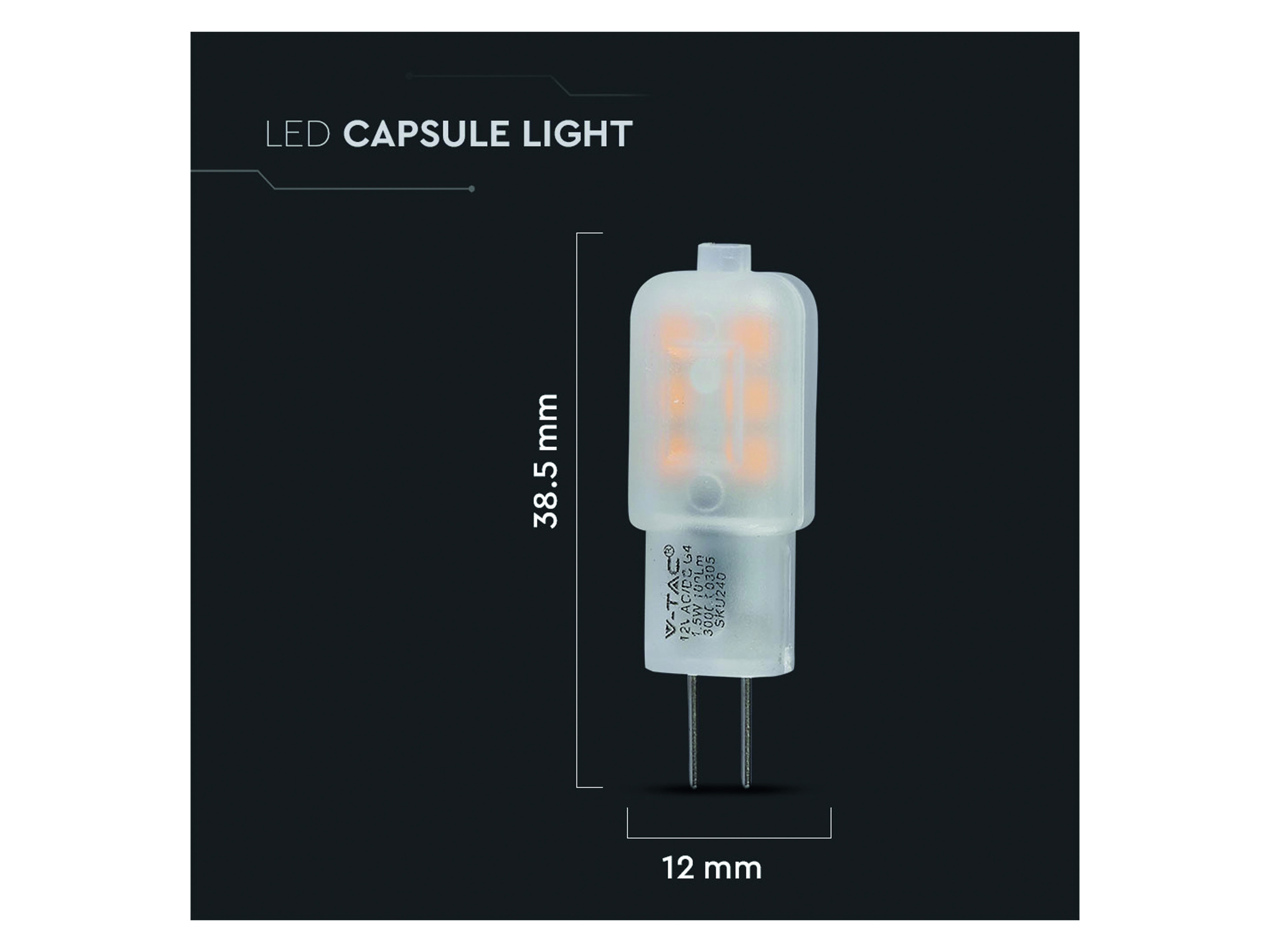 V-TAC LED-Lampe VT 201 (240), G4, EEK: G, 1,5 W, 100 lm, 3000 K V-TAC LED-Lampe VT 201 (240), G4, EEK: G, 1,5 W, 100 lm, 3000 K