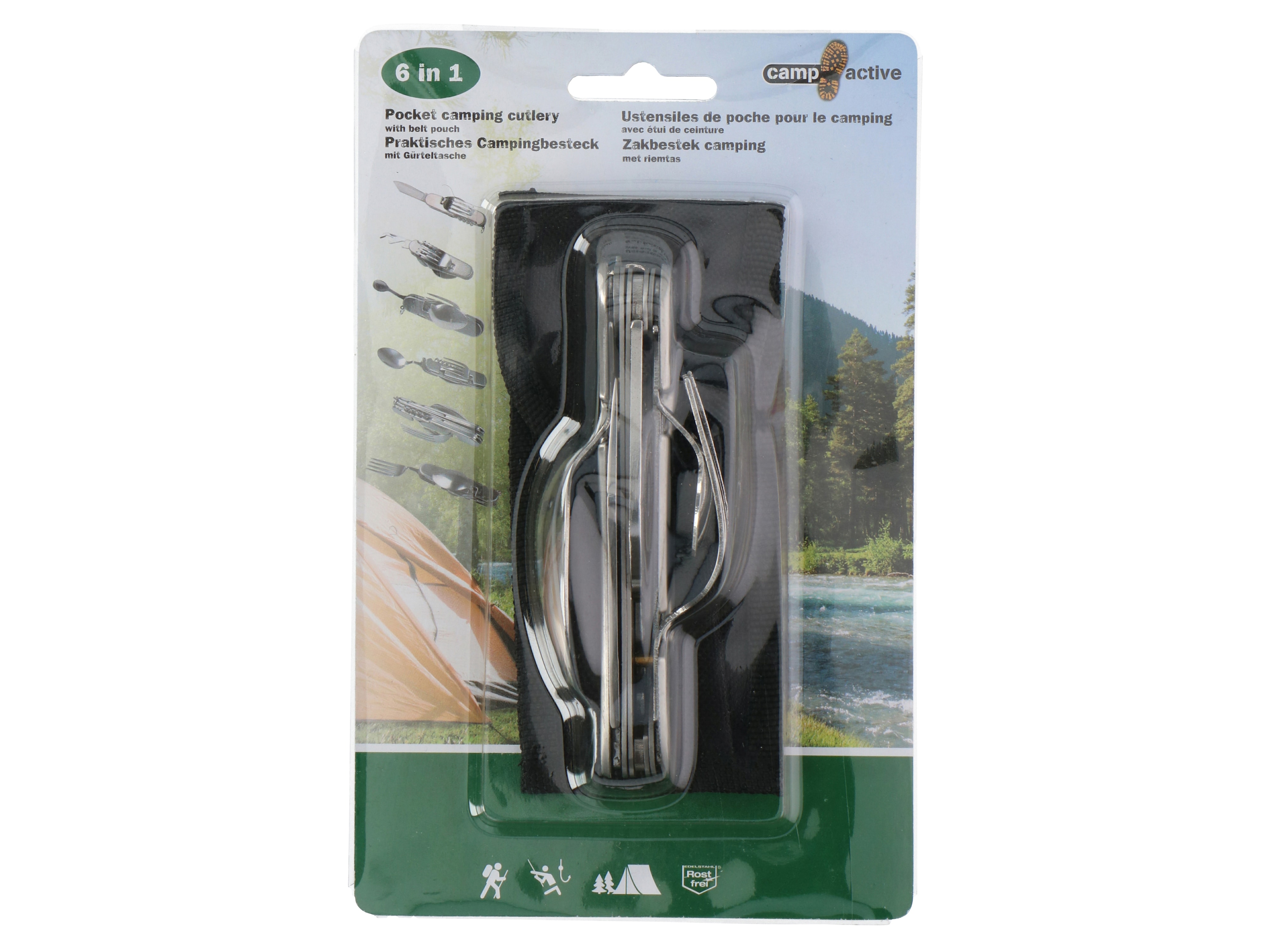 Campingbesteck, 6in1, inkl. Aufbewahrungstasche