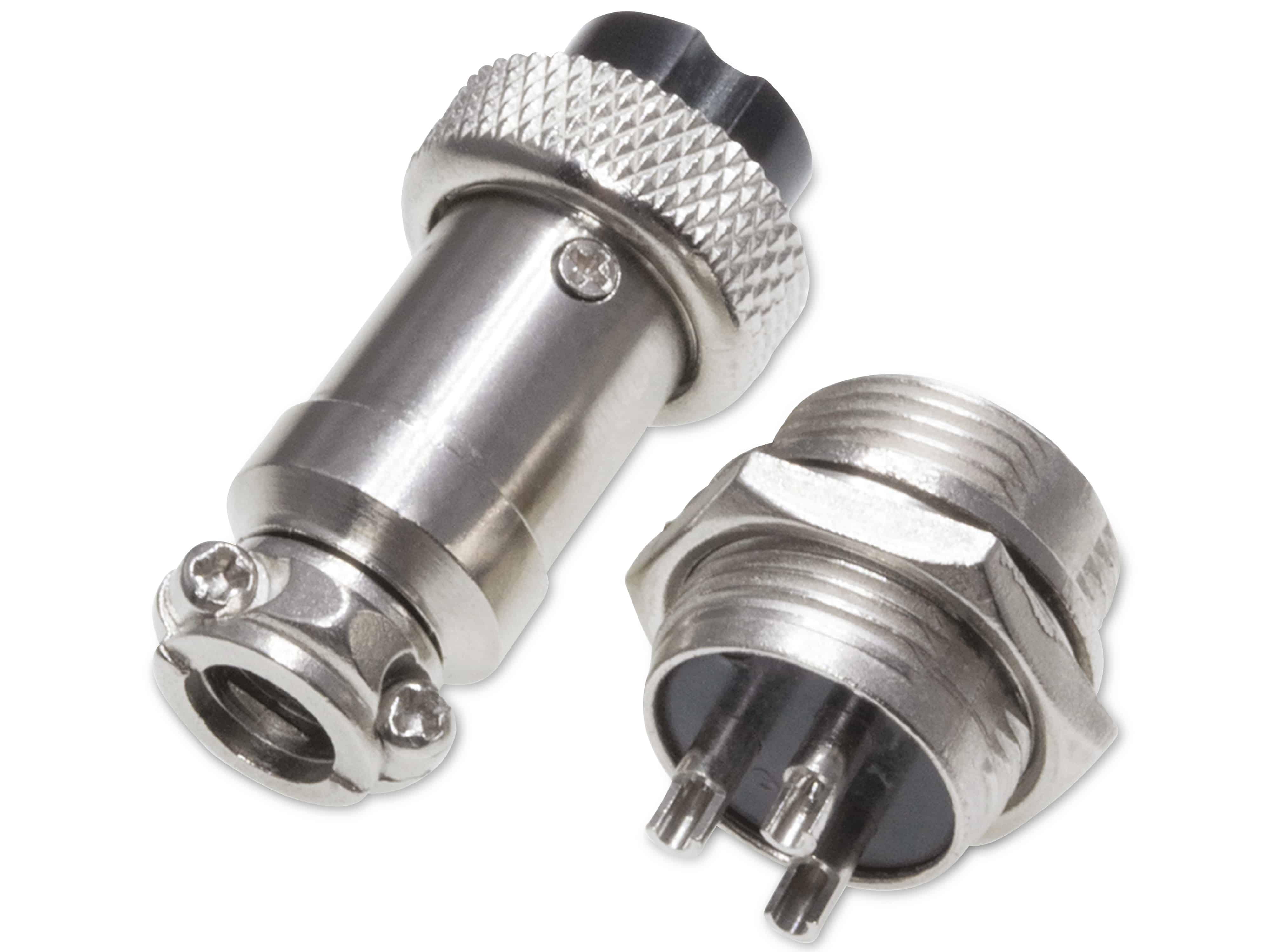 Rundsteckverbinder, 3-polig, 250V, 7A, Lötanschluss, IP55, wire to panel, 1 Stecker + 1 Buchse Rundsteckverbinder, 3-polig, 250V, 7A, Lötanschluss, IP55, wire to panel, 1 Stecker + 1 Buchse