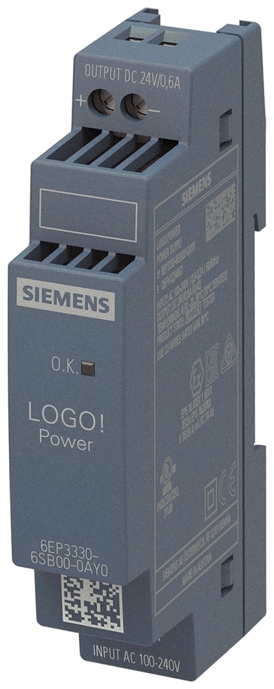 SIEMENS Stromversorgung LOGO! Power DC 24 V/0,6 A, 6EP3330-6SB00-0AY0 SIEMENS Stromversorgung LOGO! Power DC 24 V/0,6 A, 6EP3330-6SB00-0AY0
