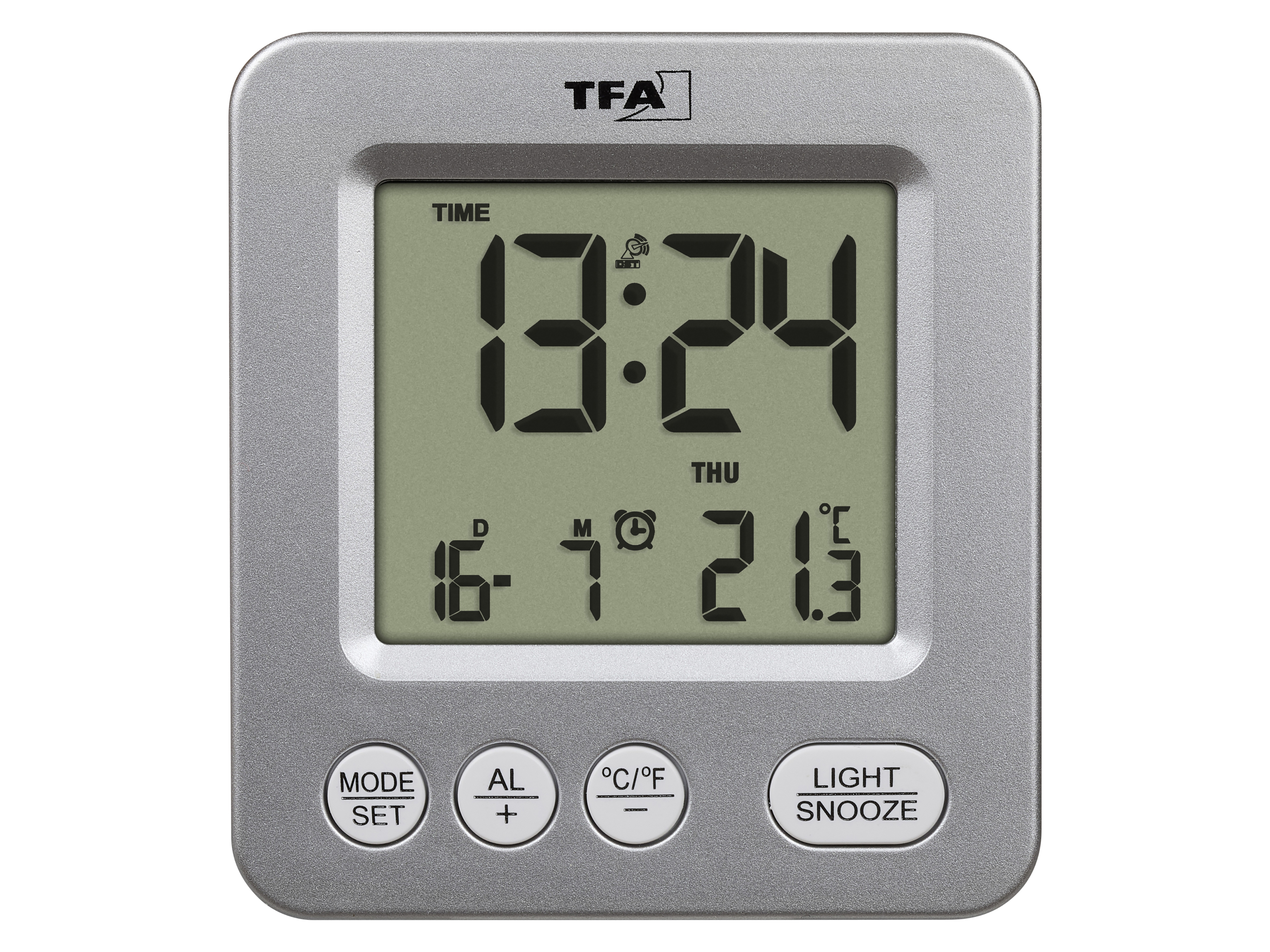 TFA Digitaler Funkwecker NOX 60.2567.54, silber