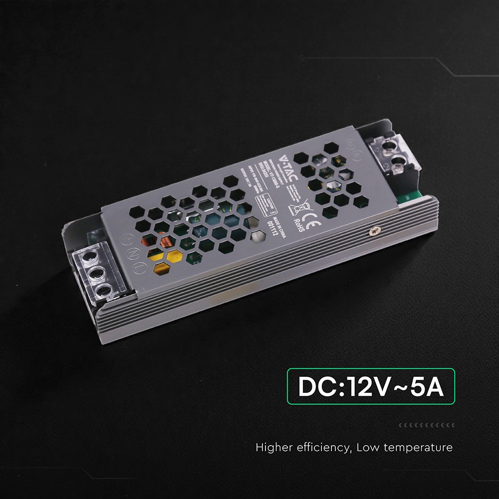 V-TAC Schaltnetzteil, VT-24255, 12V/5,0A, 60W, IP20 V-TAC Schaltnetzteil, VT-24255, 12V/5,0A, 60W, IP20